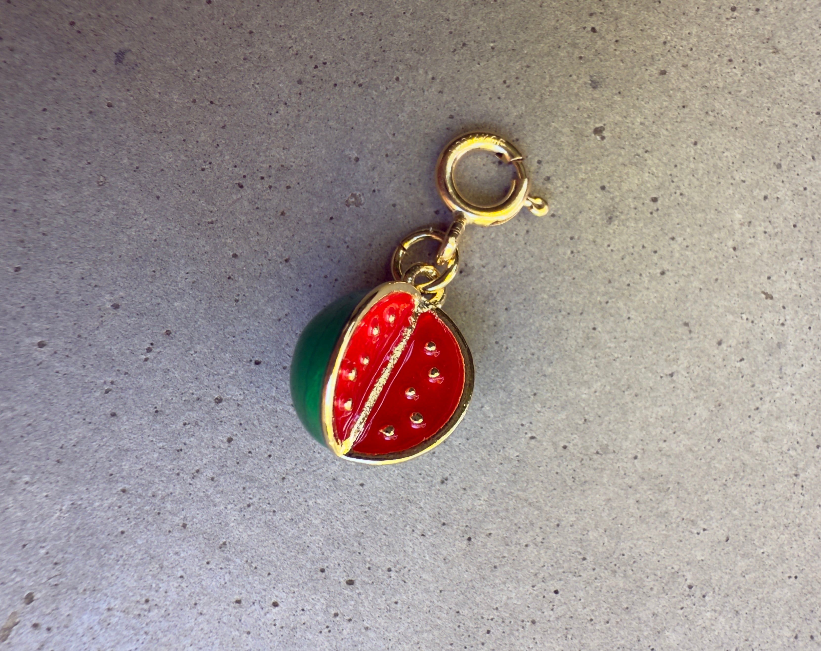 Enamel Watermelon Sliced Open Charm with Clip-on Connector
