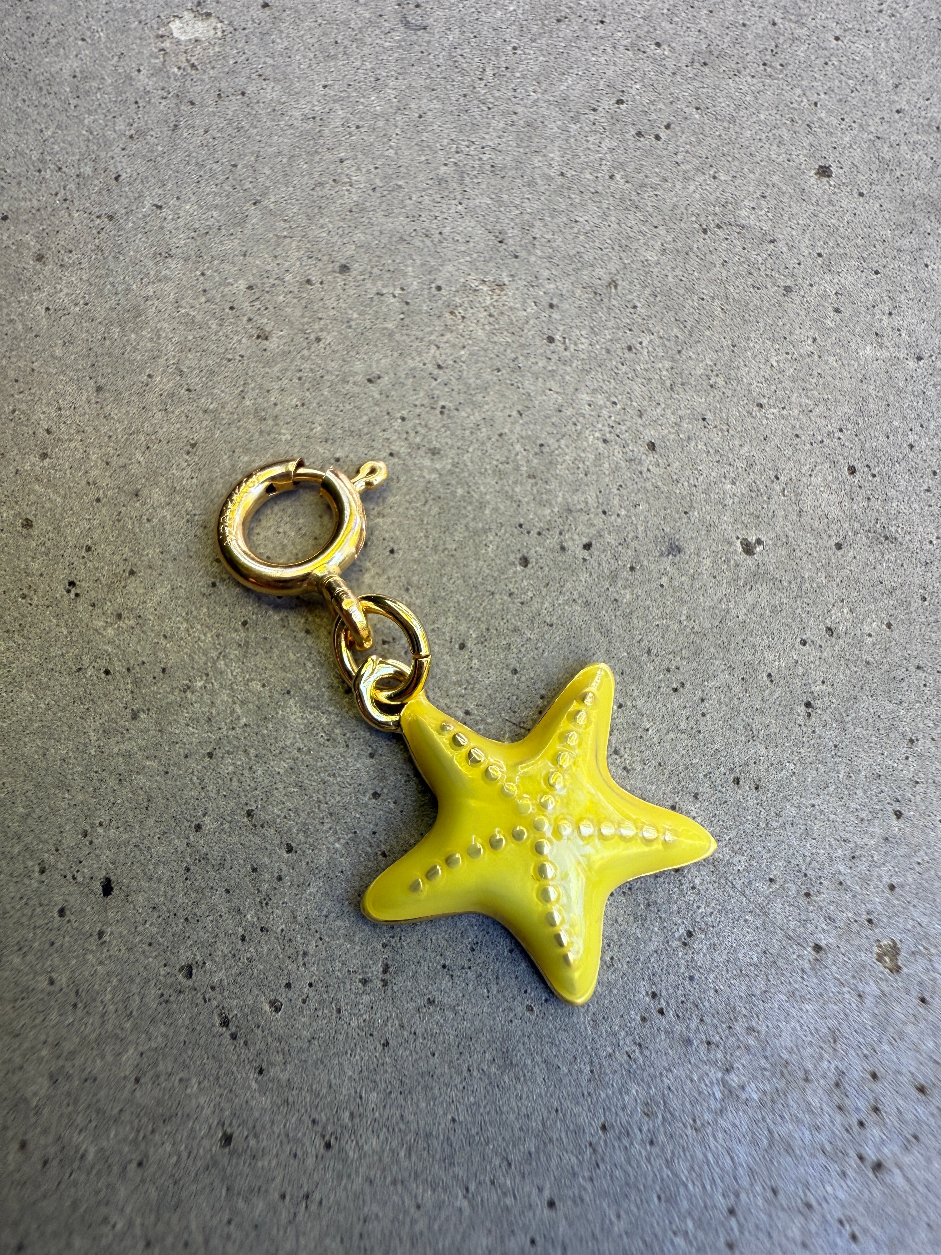 Yellow Enamel Starfish Charm with Clip-on Connector