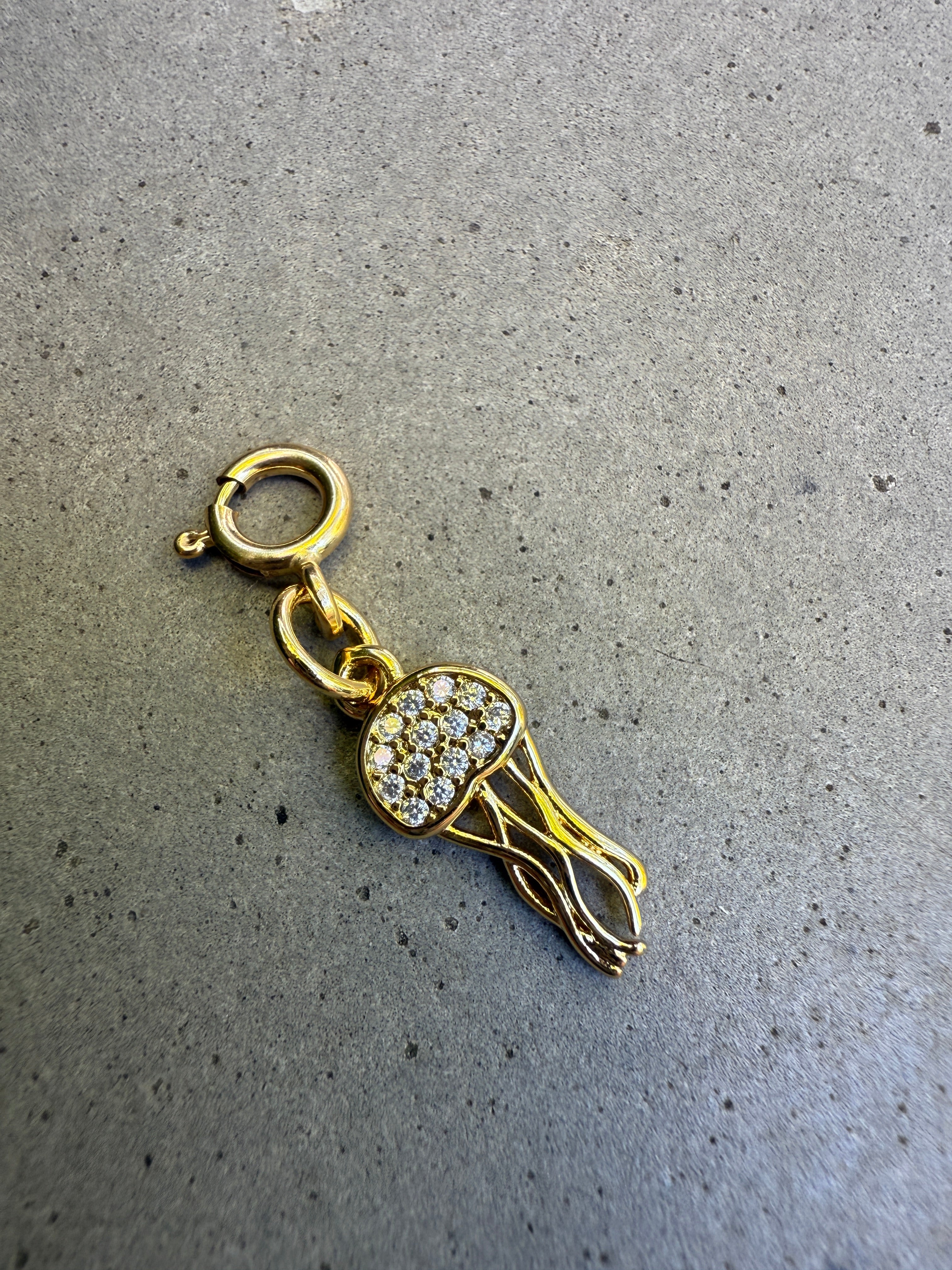 Spotted CZ Jellyfish Charm with Clip-on Connector