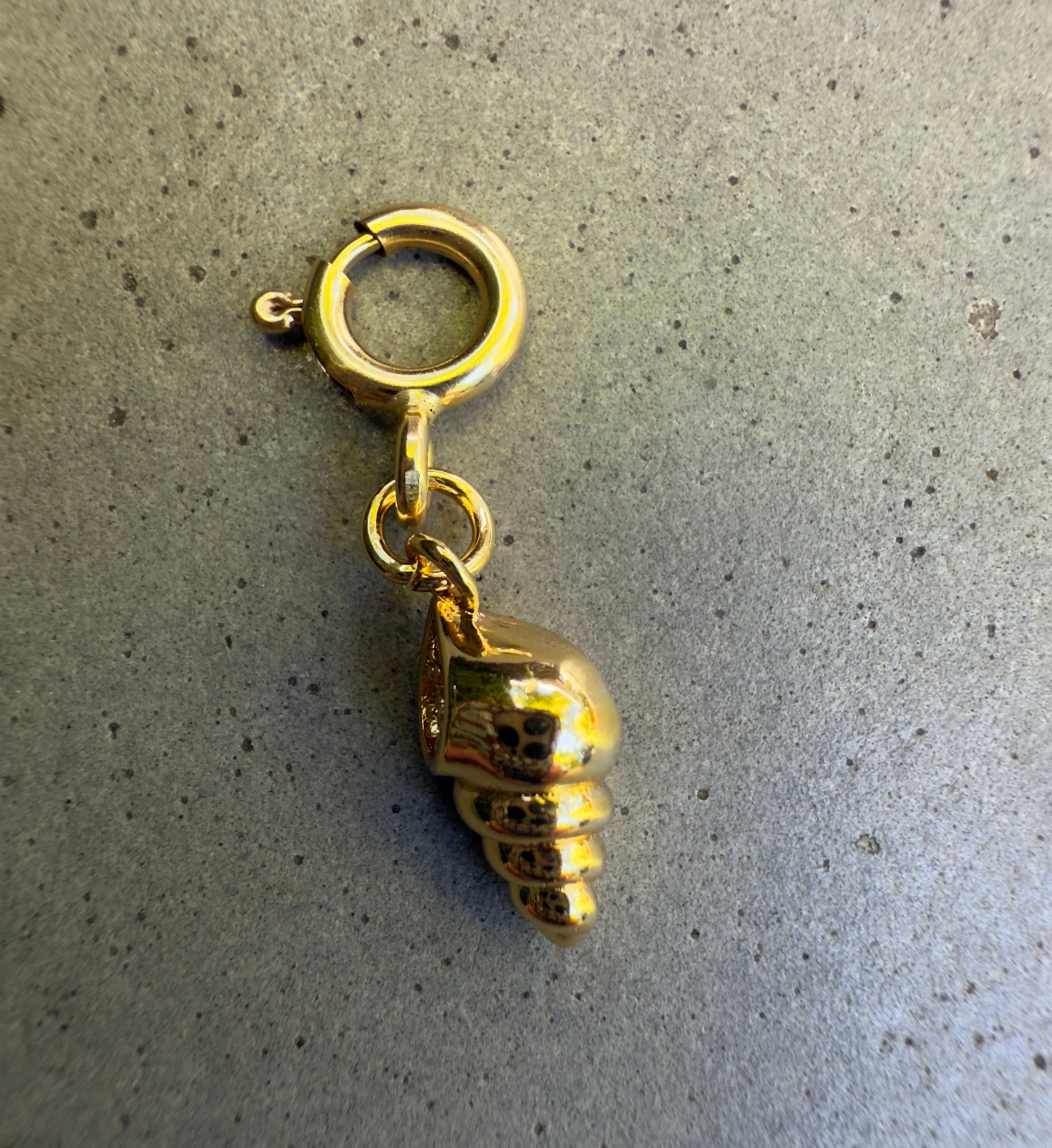 Cone Shell with CZ Charm with Clip-on Connector