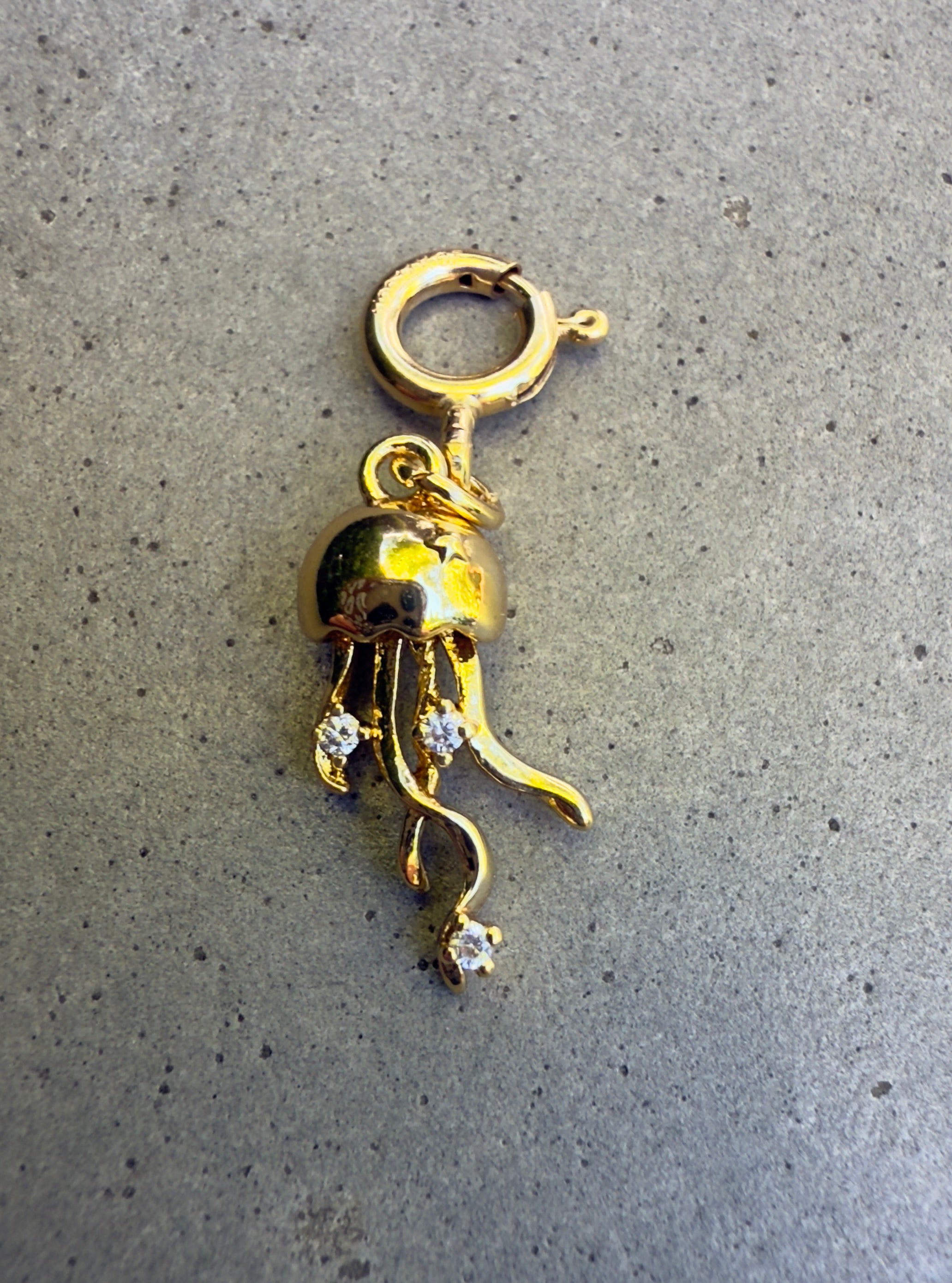 Gold Jellyfish Charm with Clip-on Connector