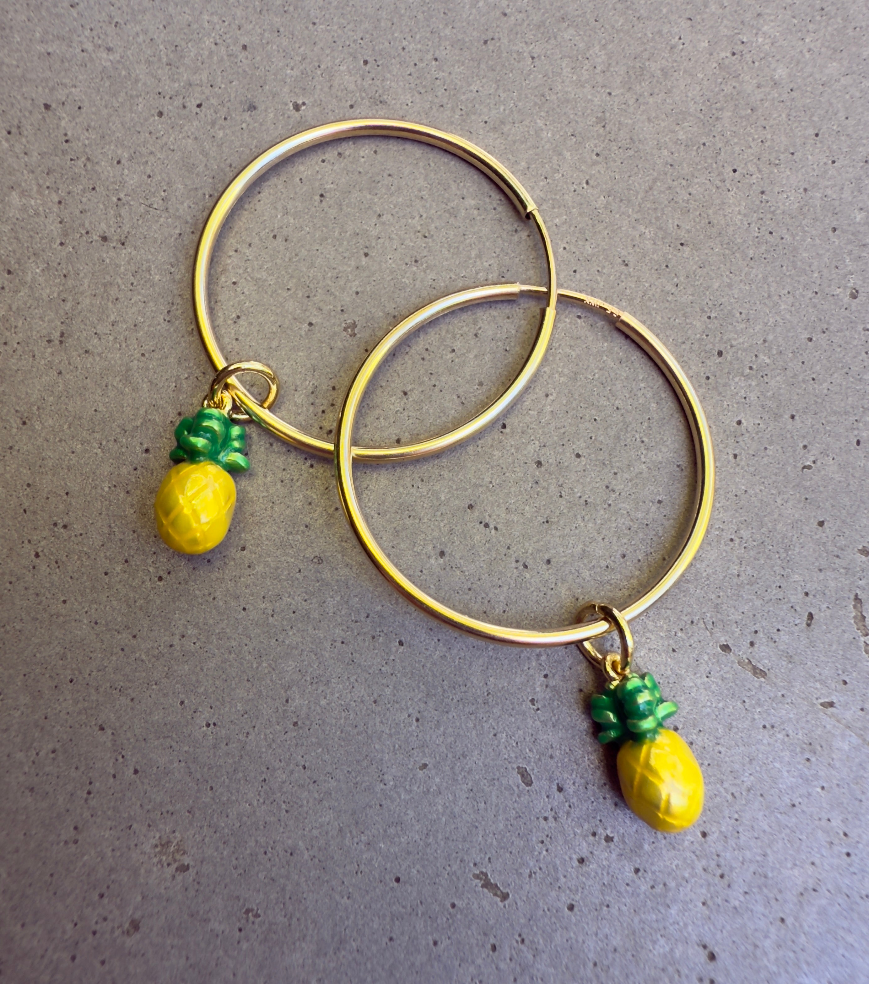 Hoop Earrings with Pineapple Charms