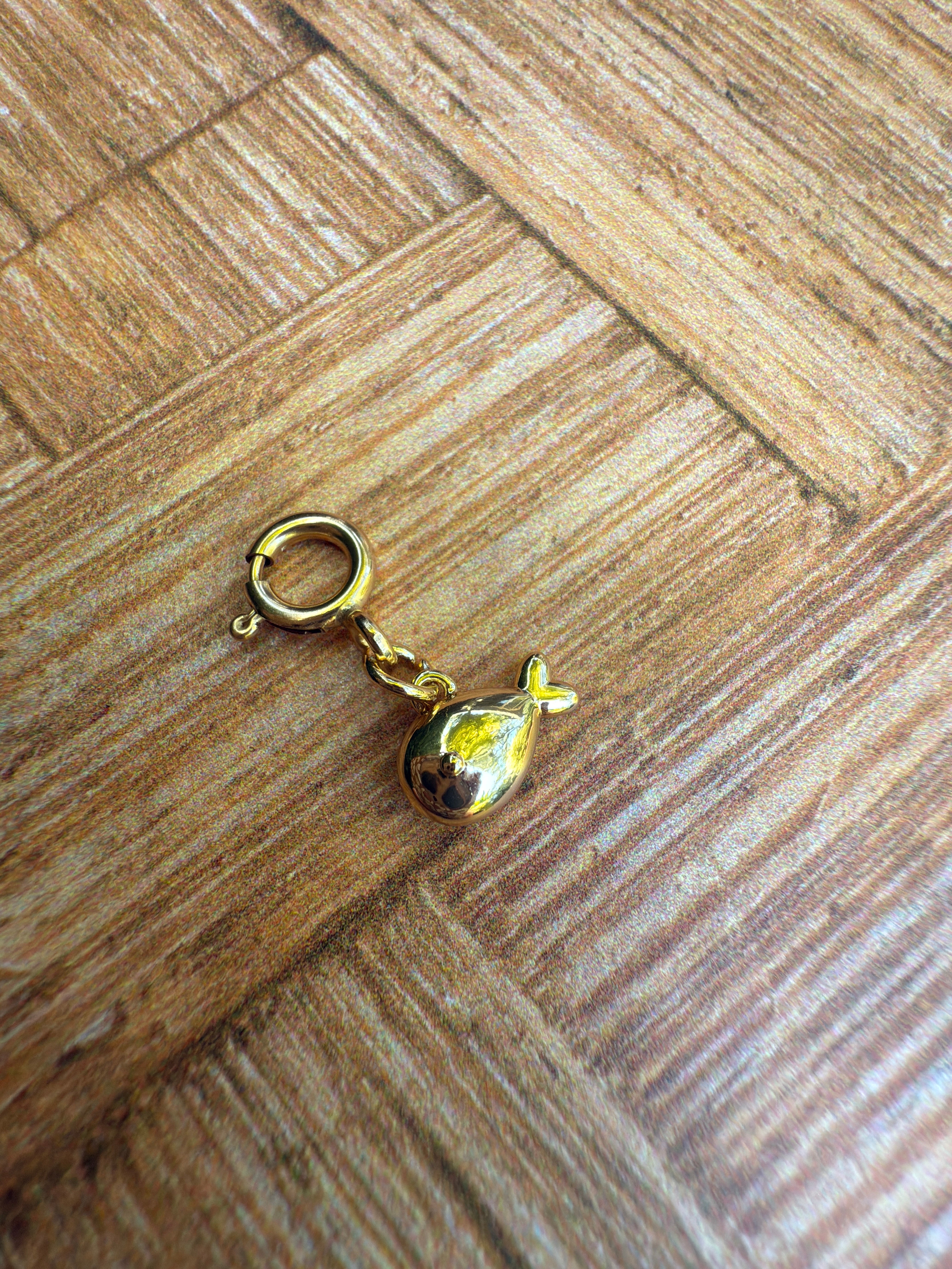 Gold Fish Charm with Clip-on Connector