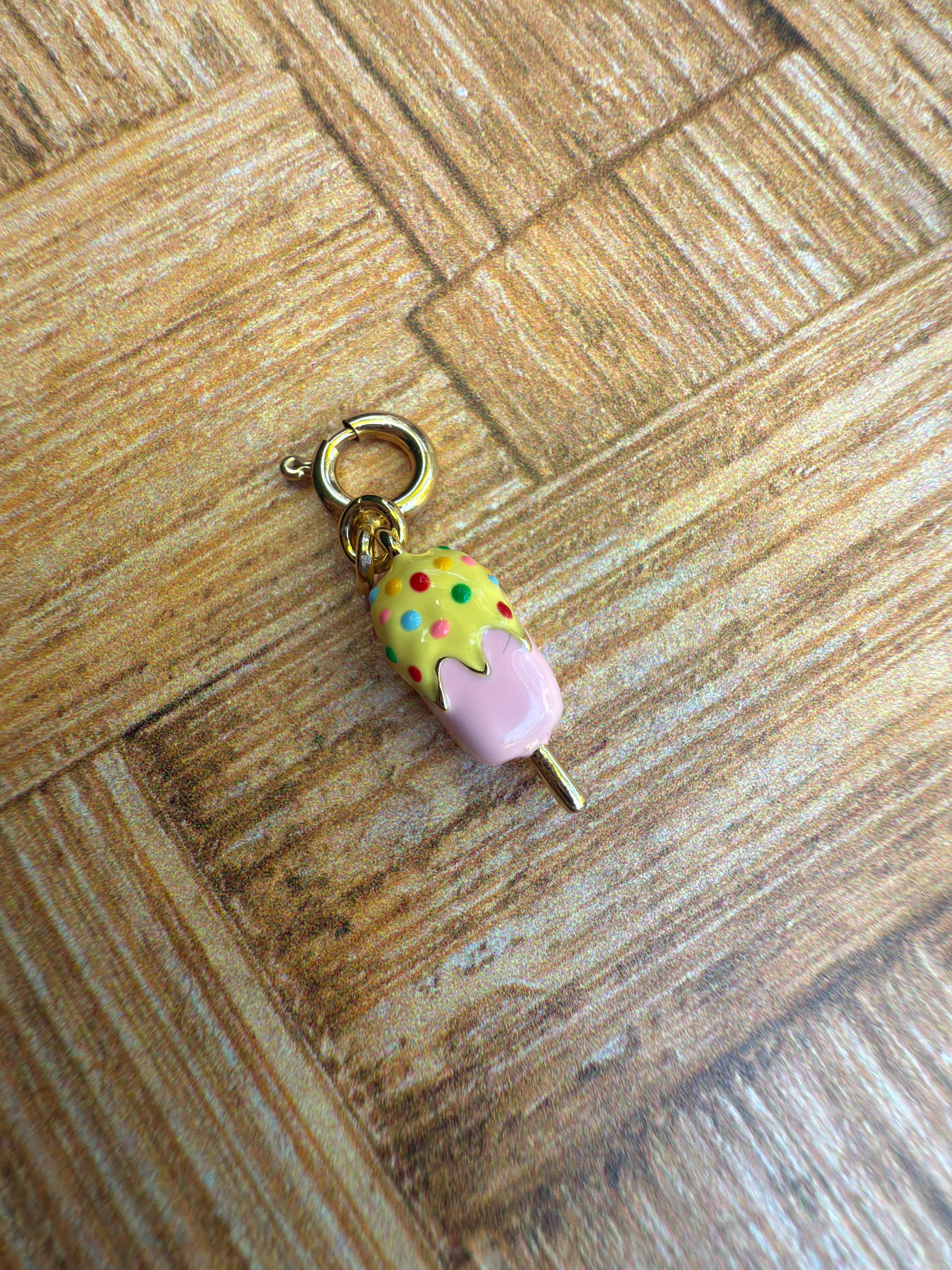 Enamel Popsicle Charm with Clip-on Connector