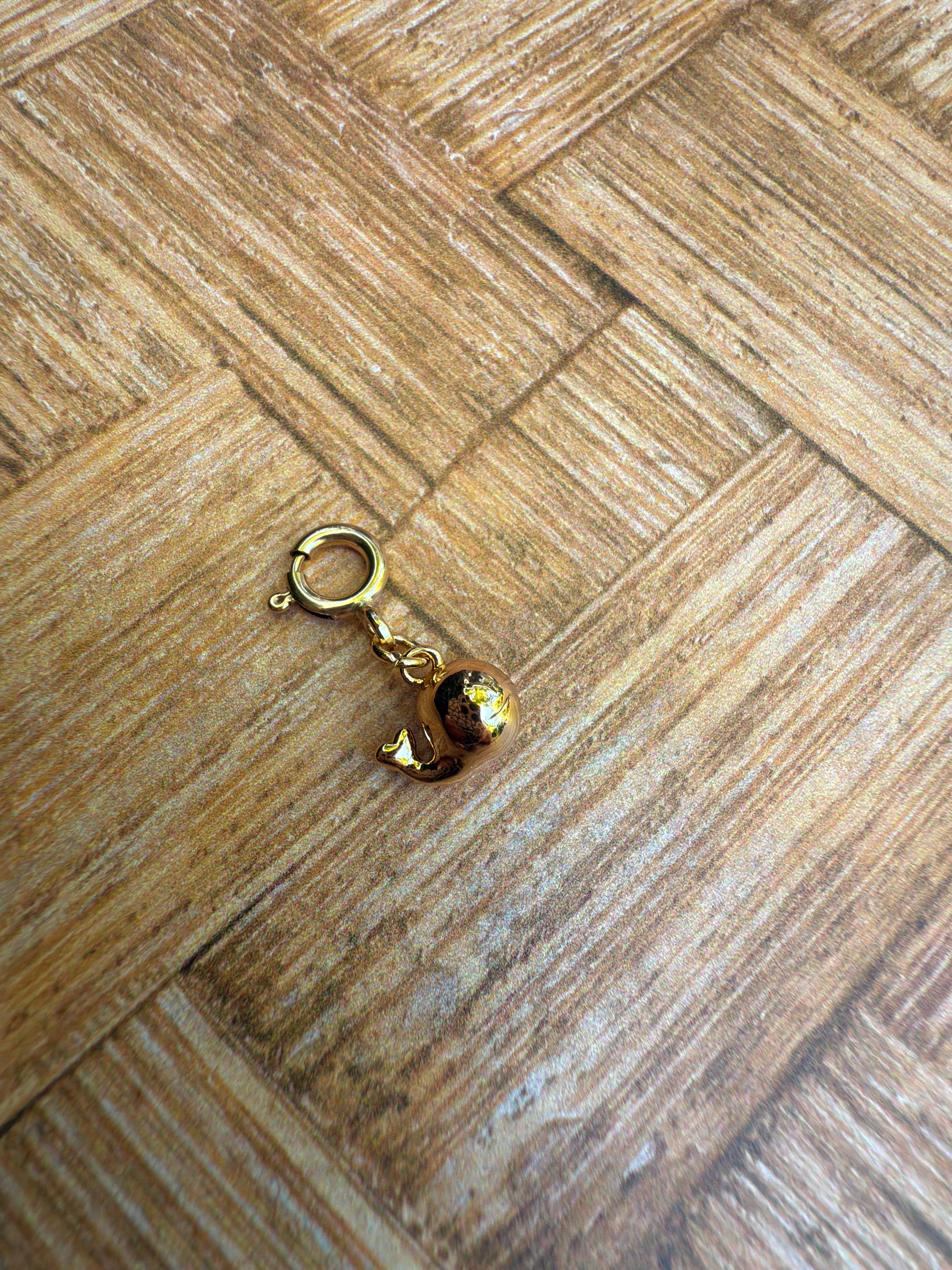 Gold Whale Charm with Clip-on Connector