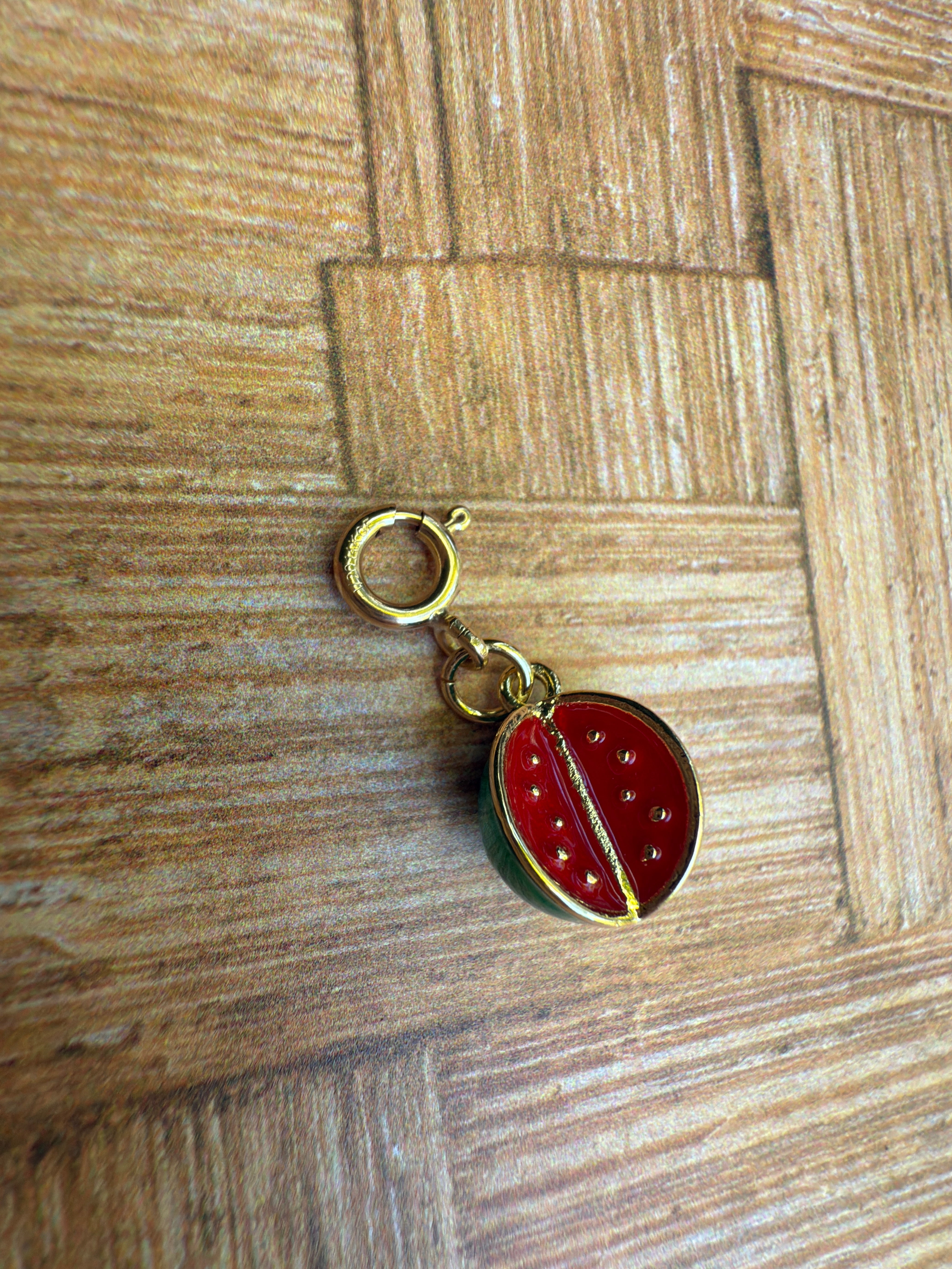 Enamel Watermelon Sliced Open Charm with Clip-on Connector