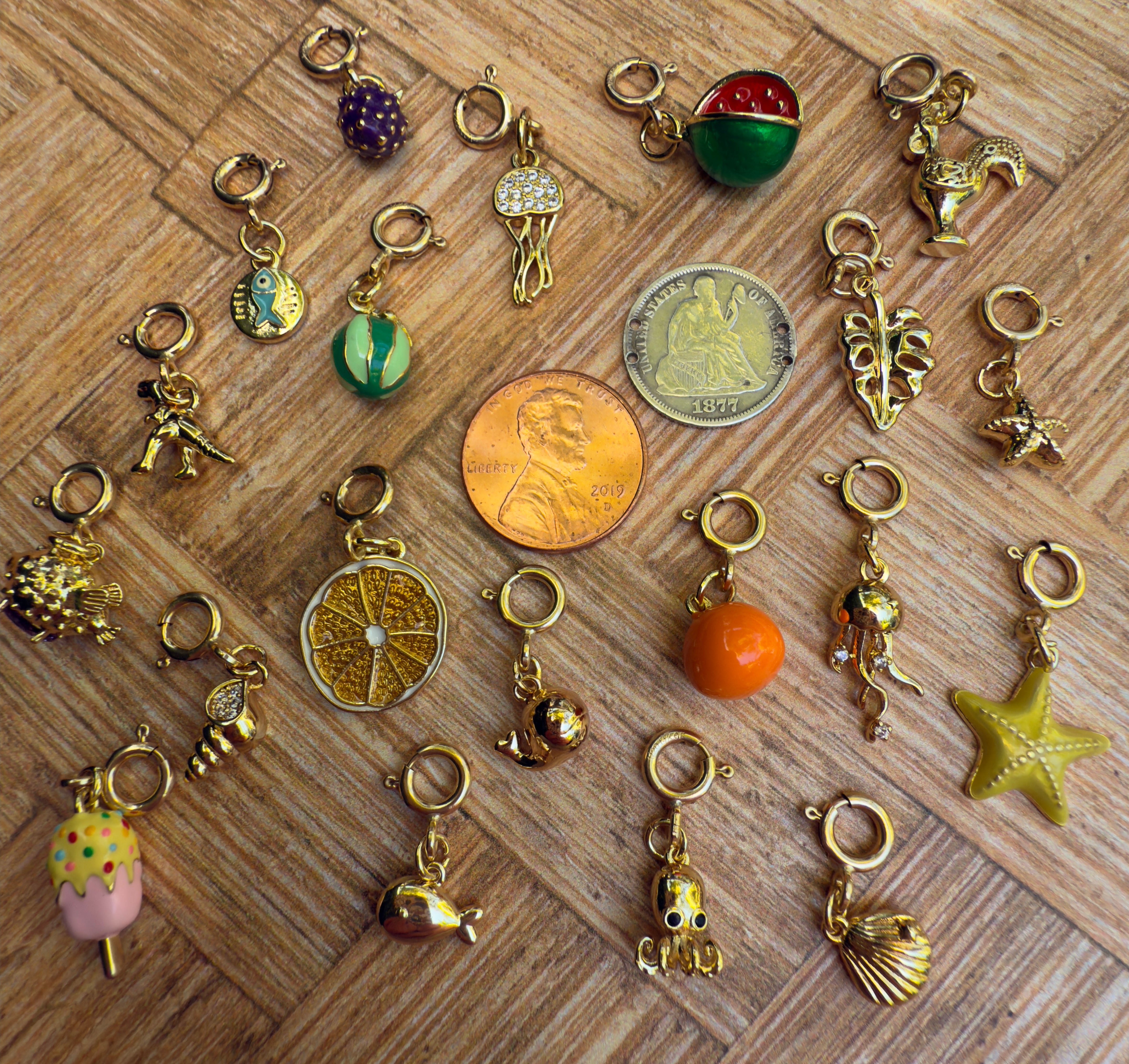 Gold Fish Charm with Clip-on Connector