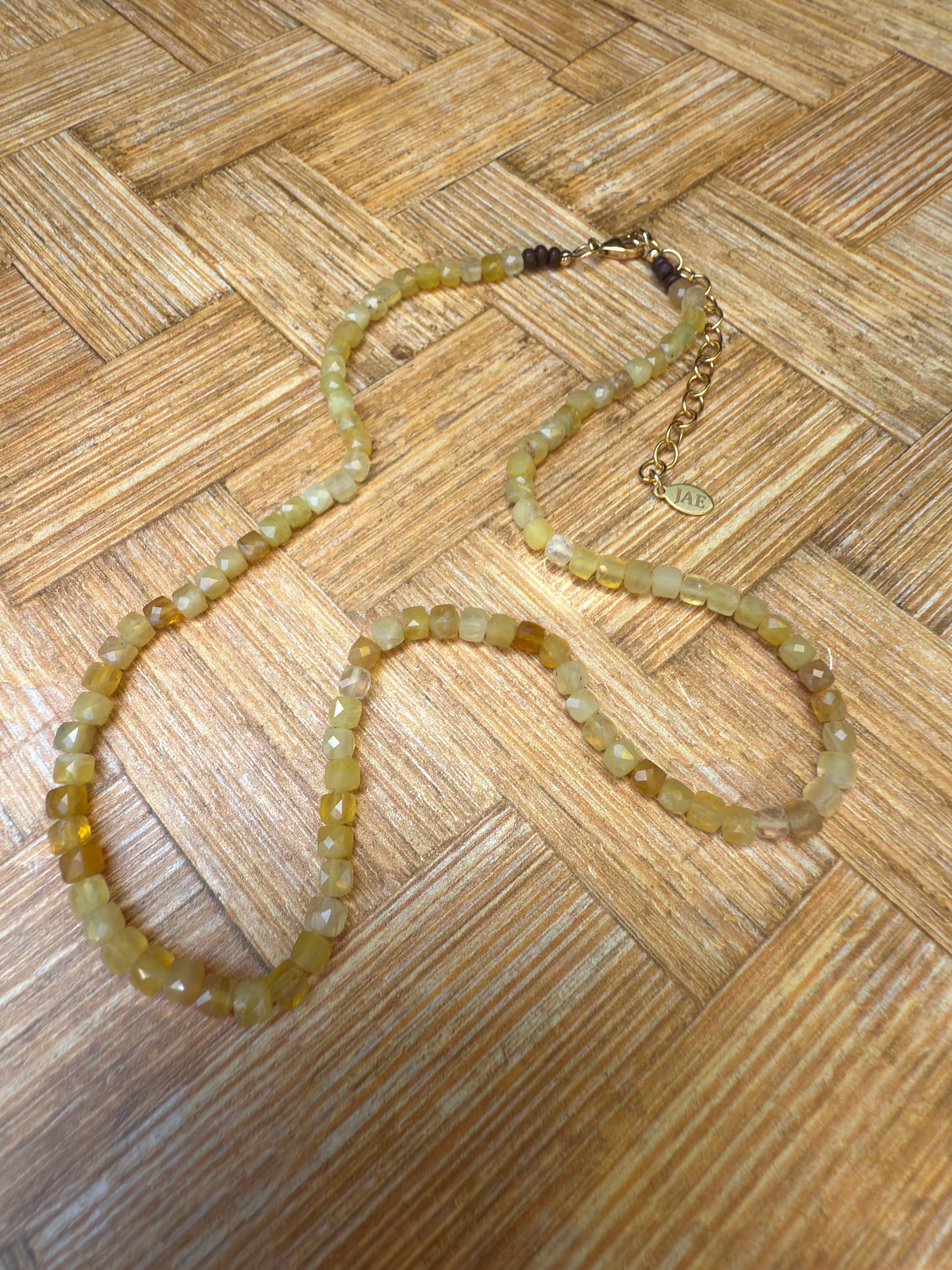 Citrine Faceted Cube Beaded Necklace