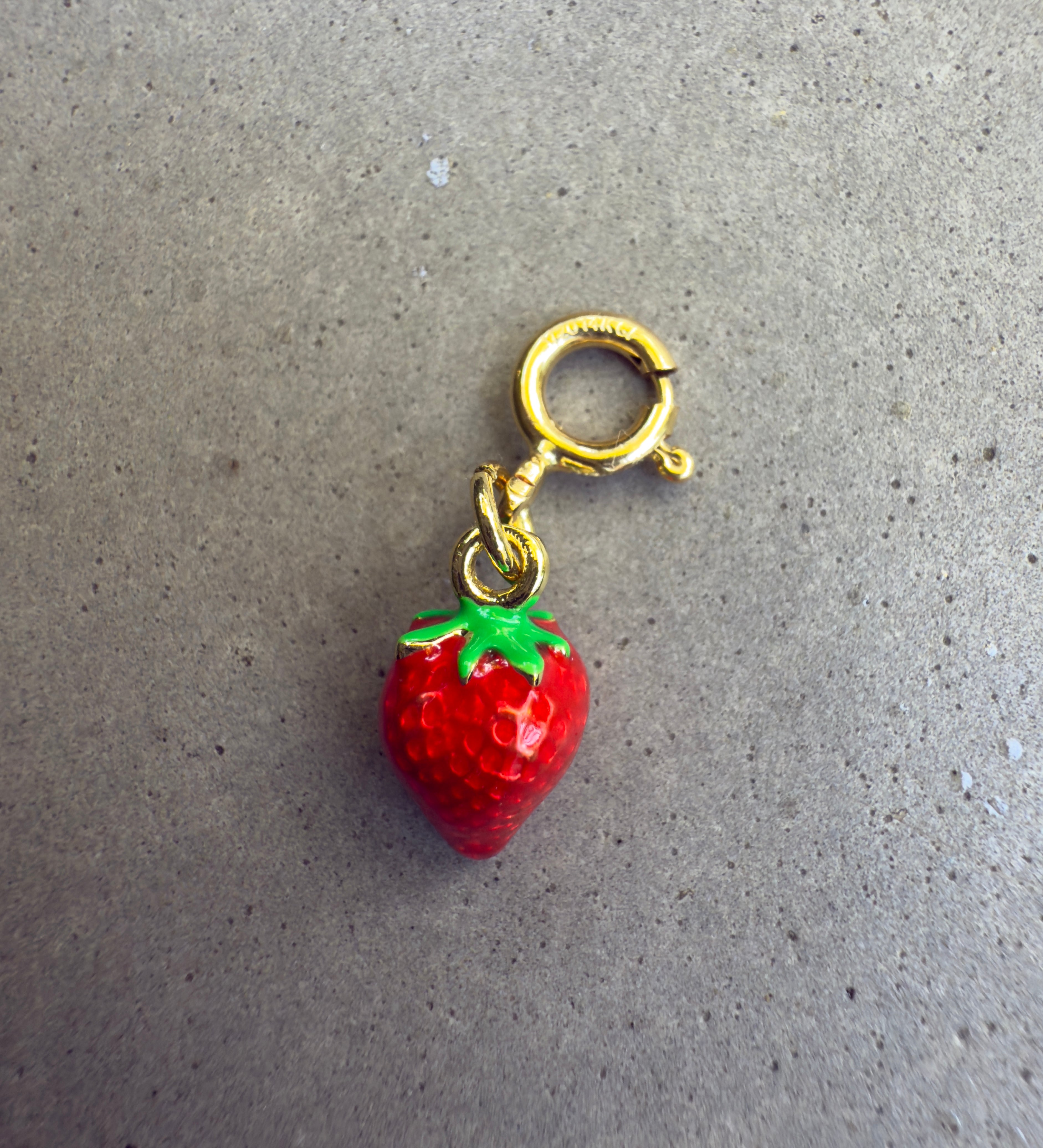 Strawberry Enamel Charm With Clip-on Connector