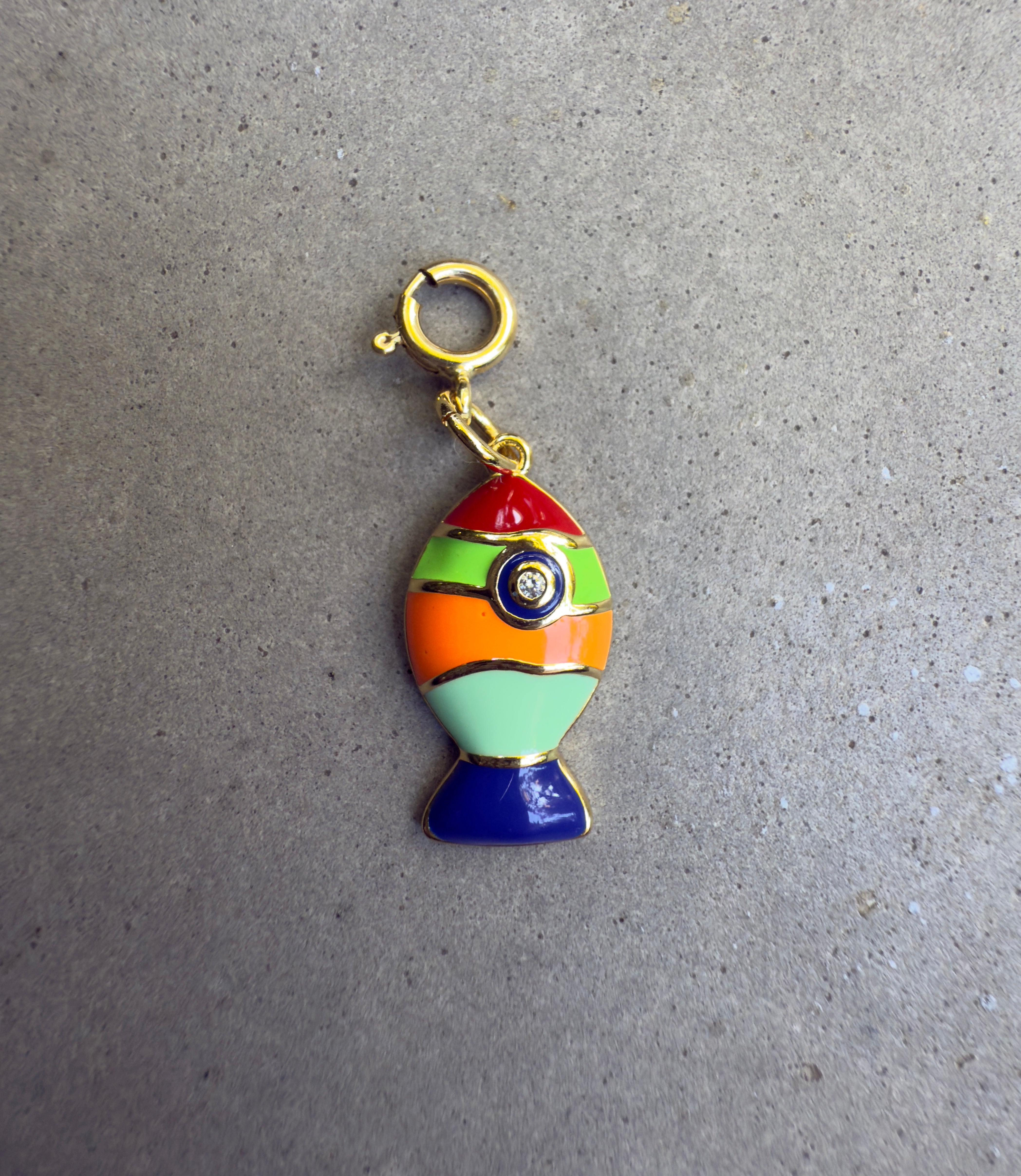 Bright Striped Fish Charm with Clip-on Connector