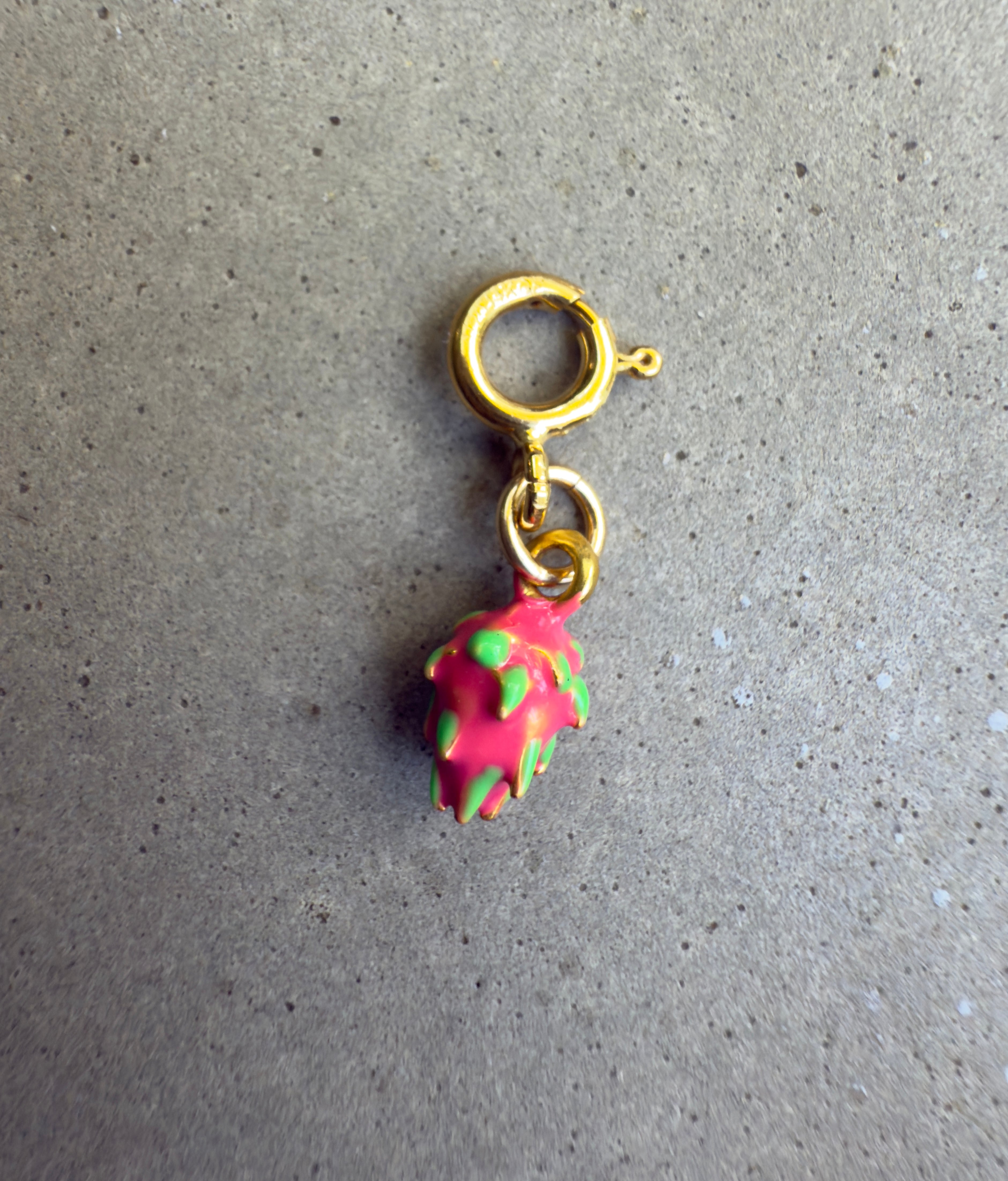 Dragonfruit Enamel Charm with Clip-on Connector