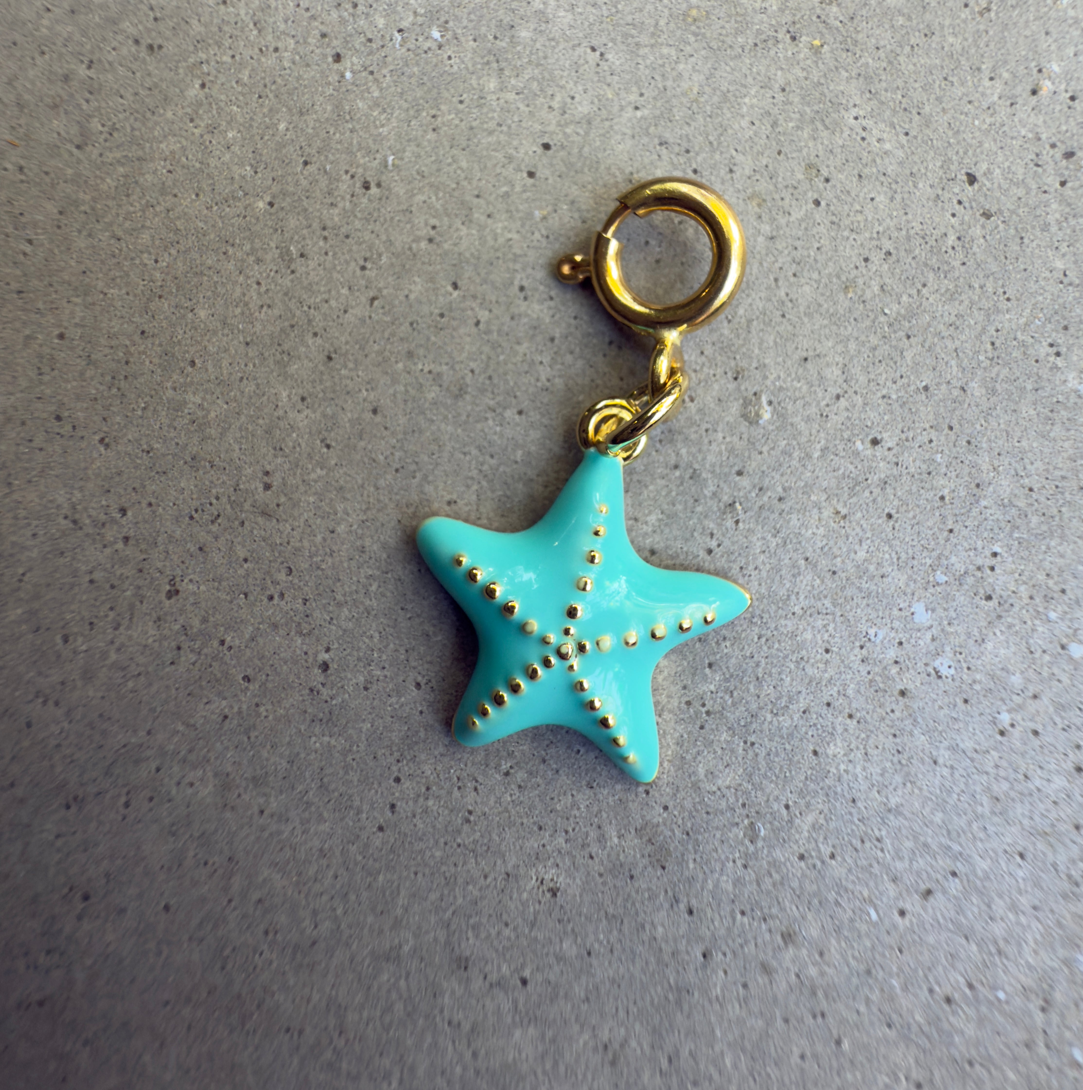 Blue Enamel Starfish Charm with Clip-on Connector