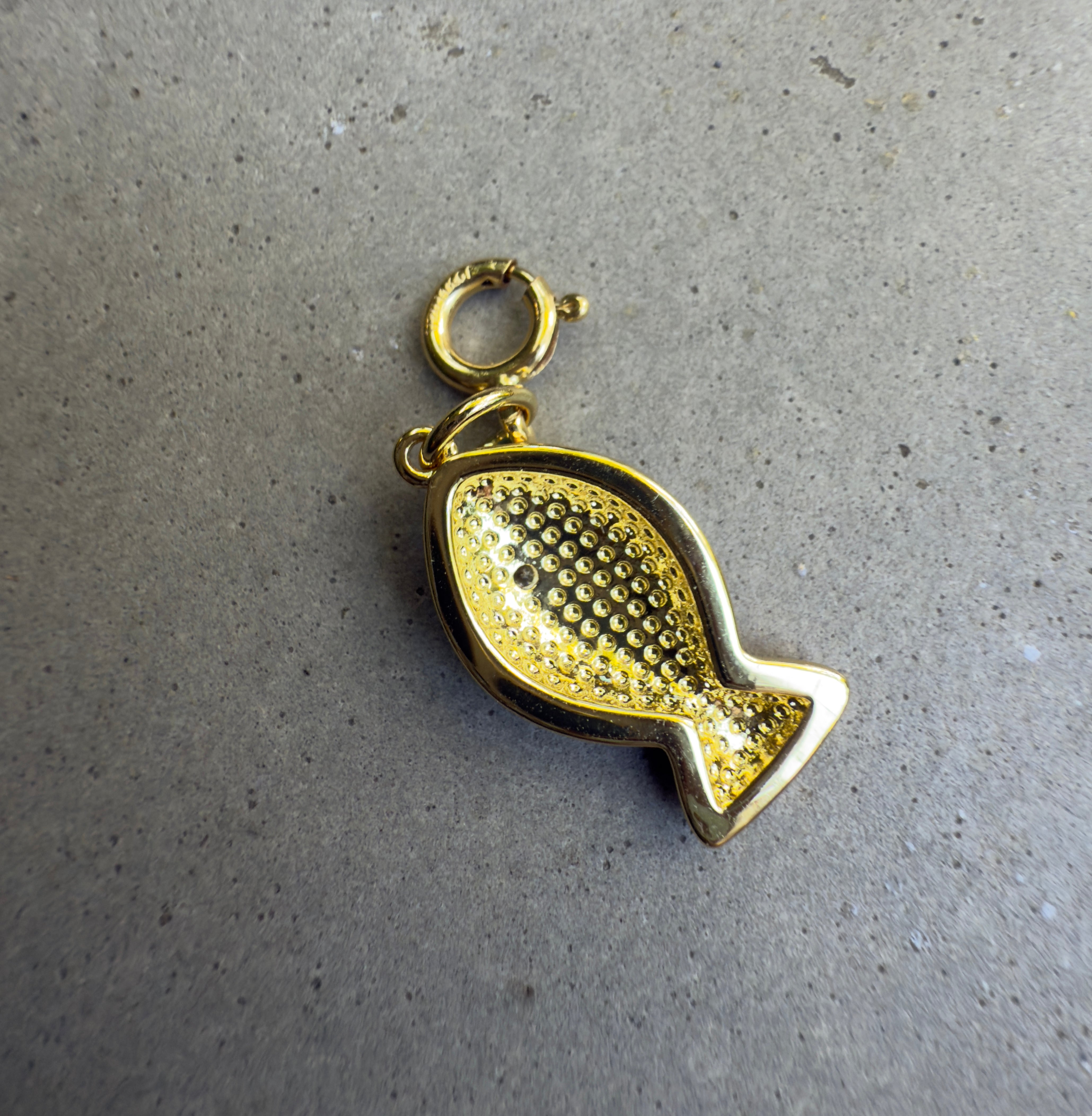 Pastel Enamel Stripe Fish Charm with Clip-on Connector
