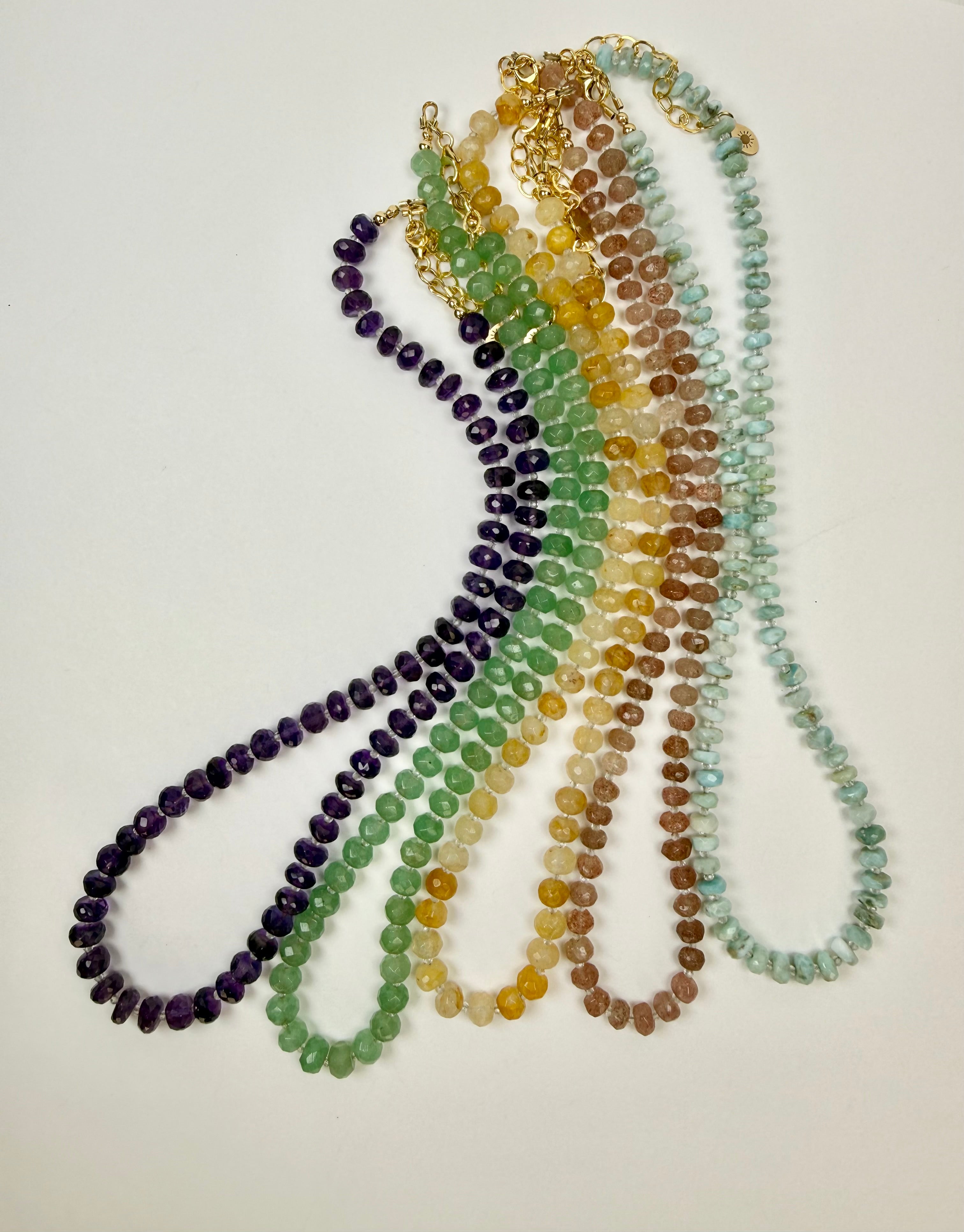The Adelaide - Strawberry Quartz and White Topaz Beaded Necklace