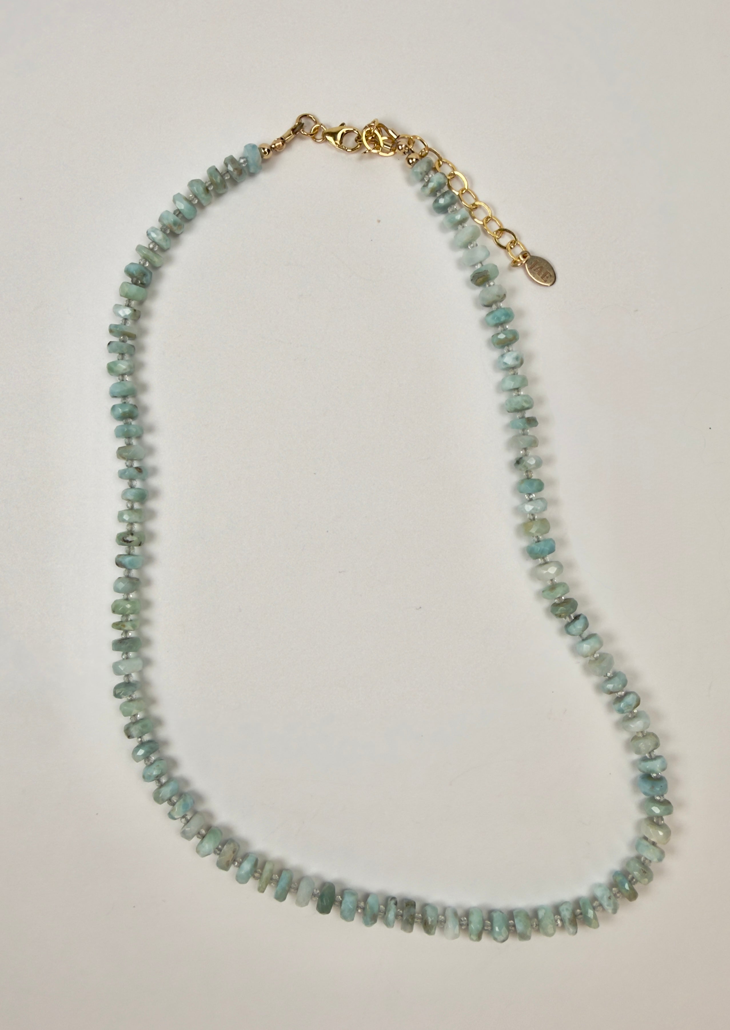 The Dahlia - Larimar and White Topaz Beaded Necklace