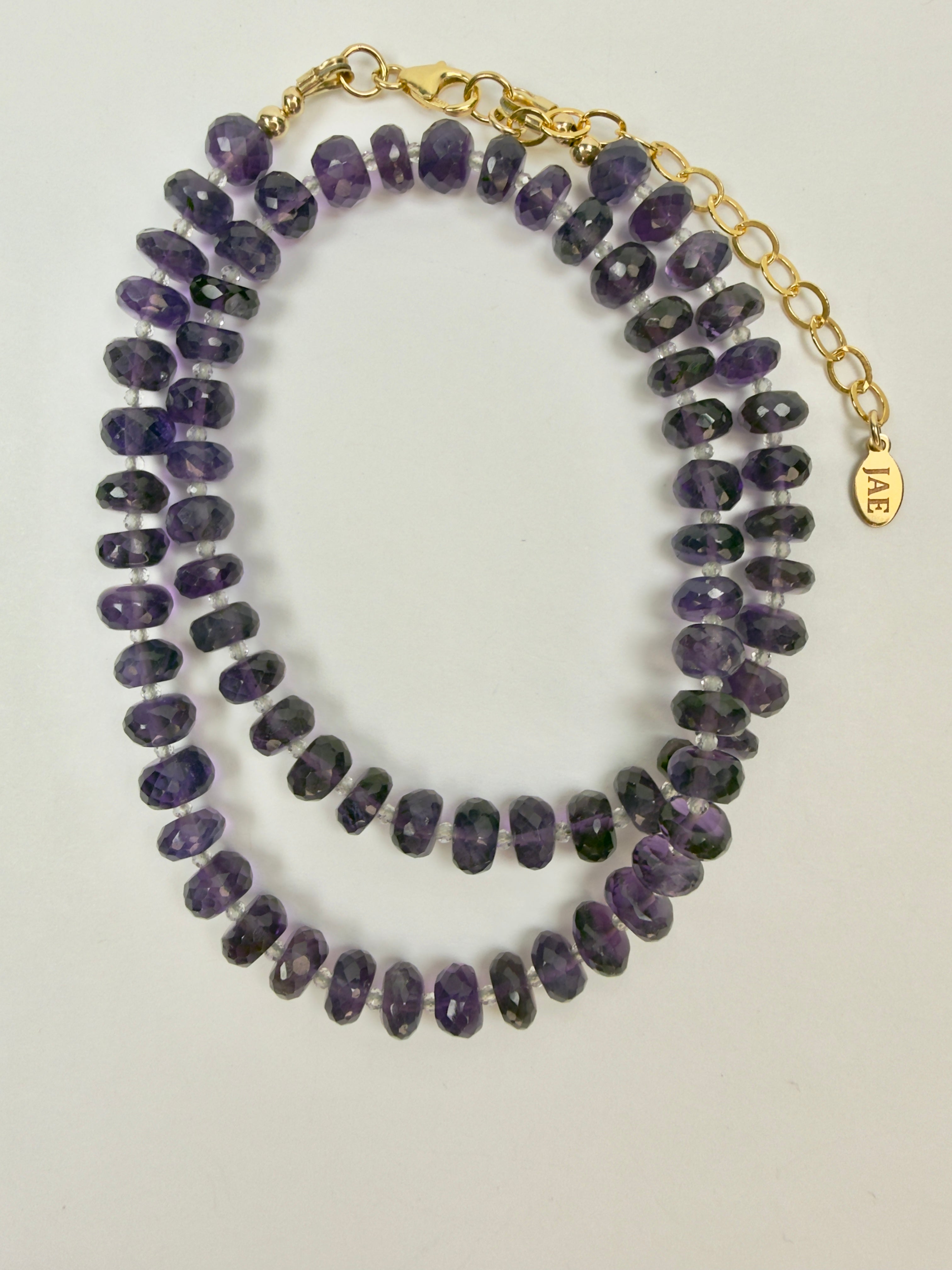 The Bess - Amethyst and White Topaz Beaded Necklace
