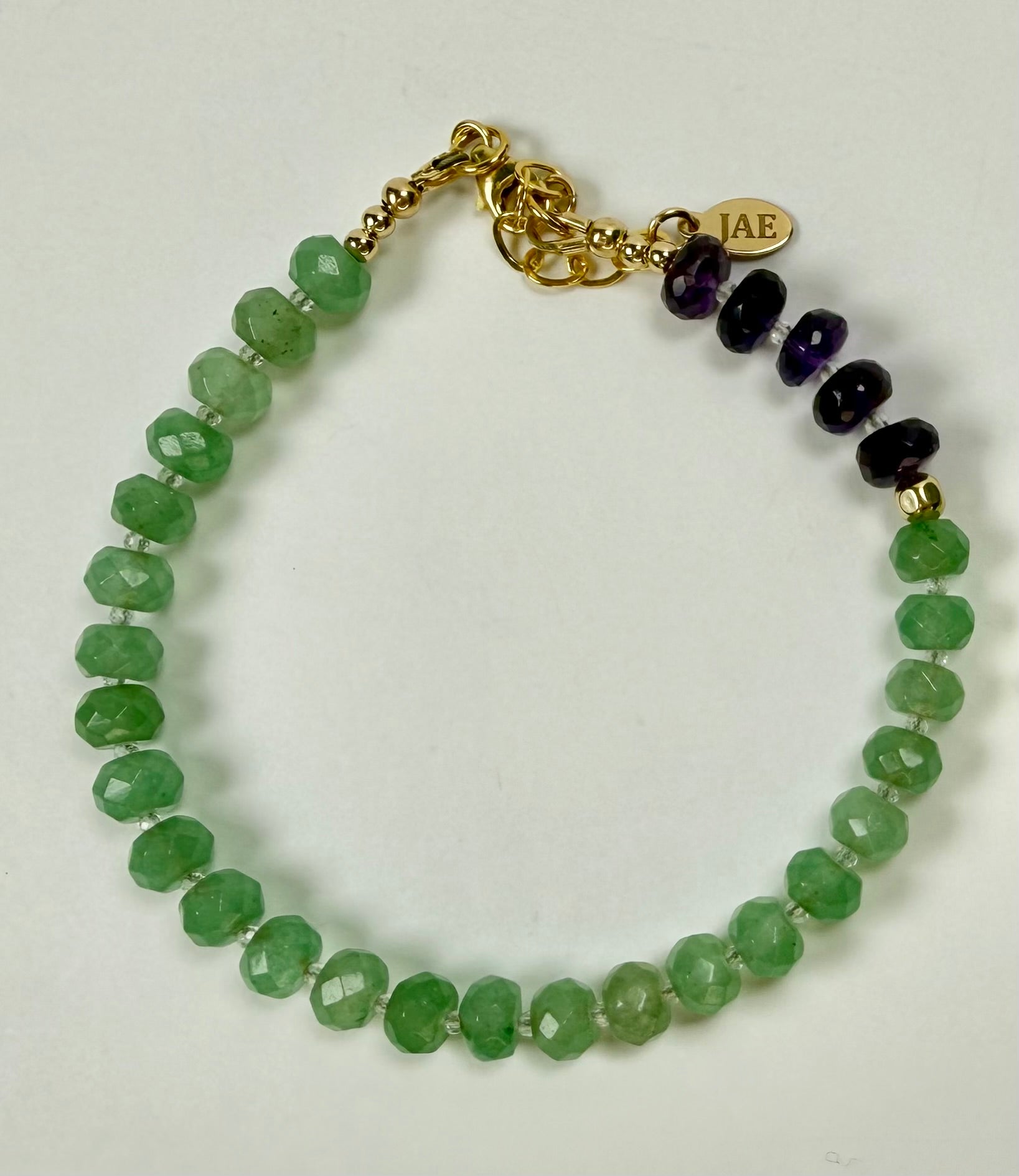 The Justine - Amethyst and Green Aventurine Beaded Bracelet