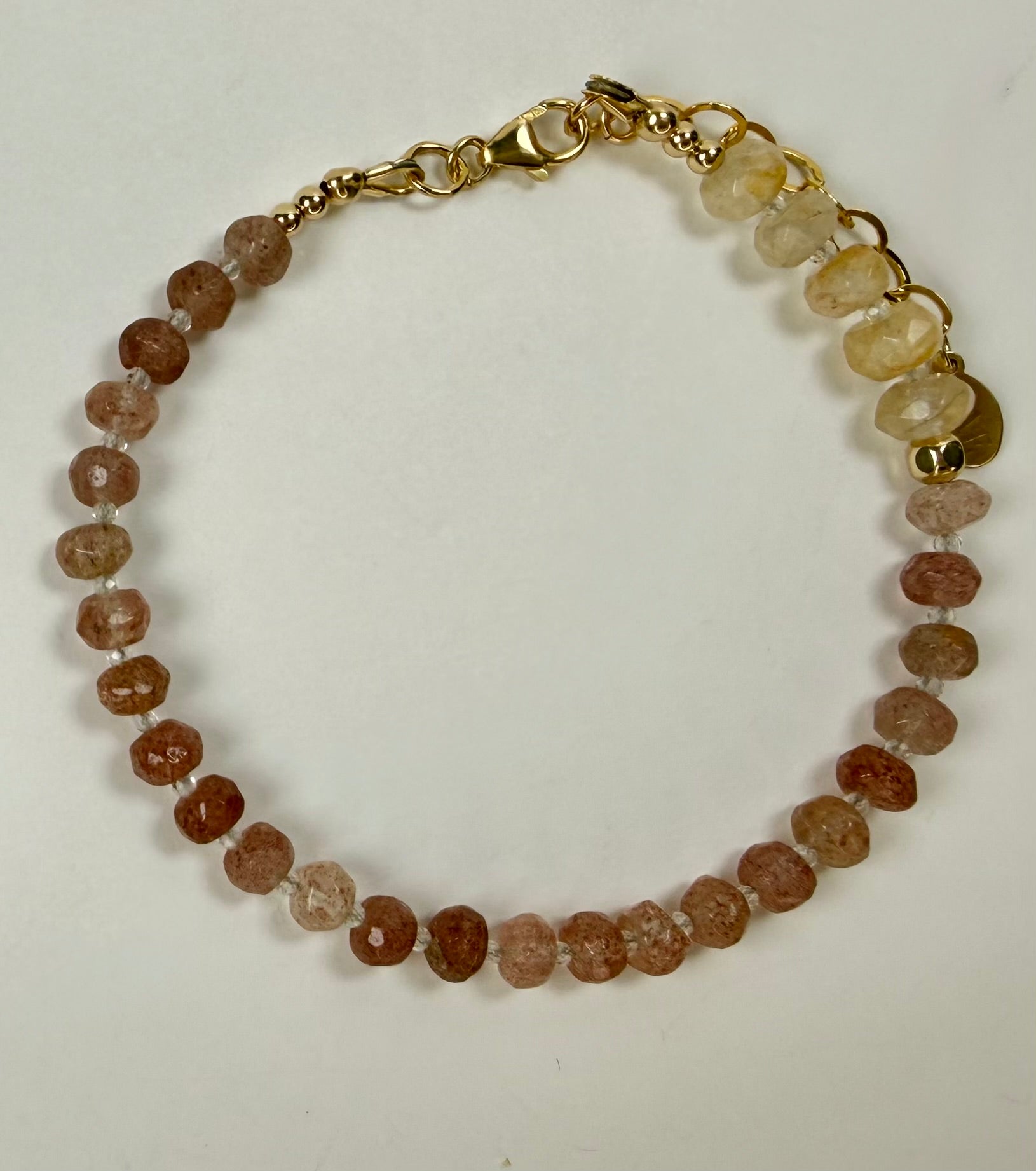 The Adeline - Strawberry Quartz and Yellow Iron Quartz Beaded Bracelet