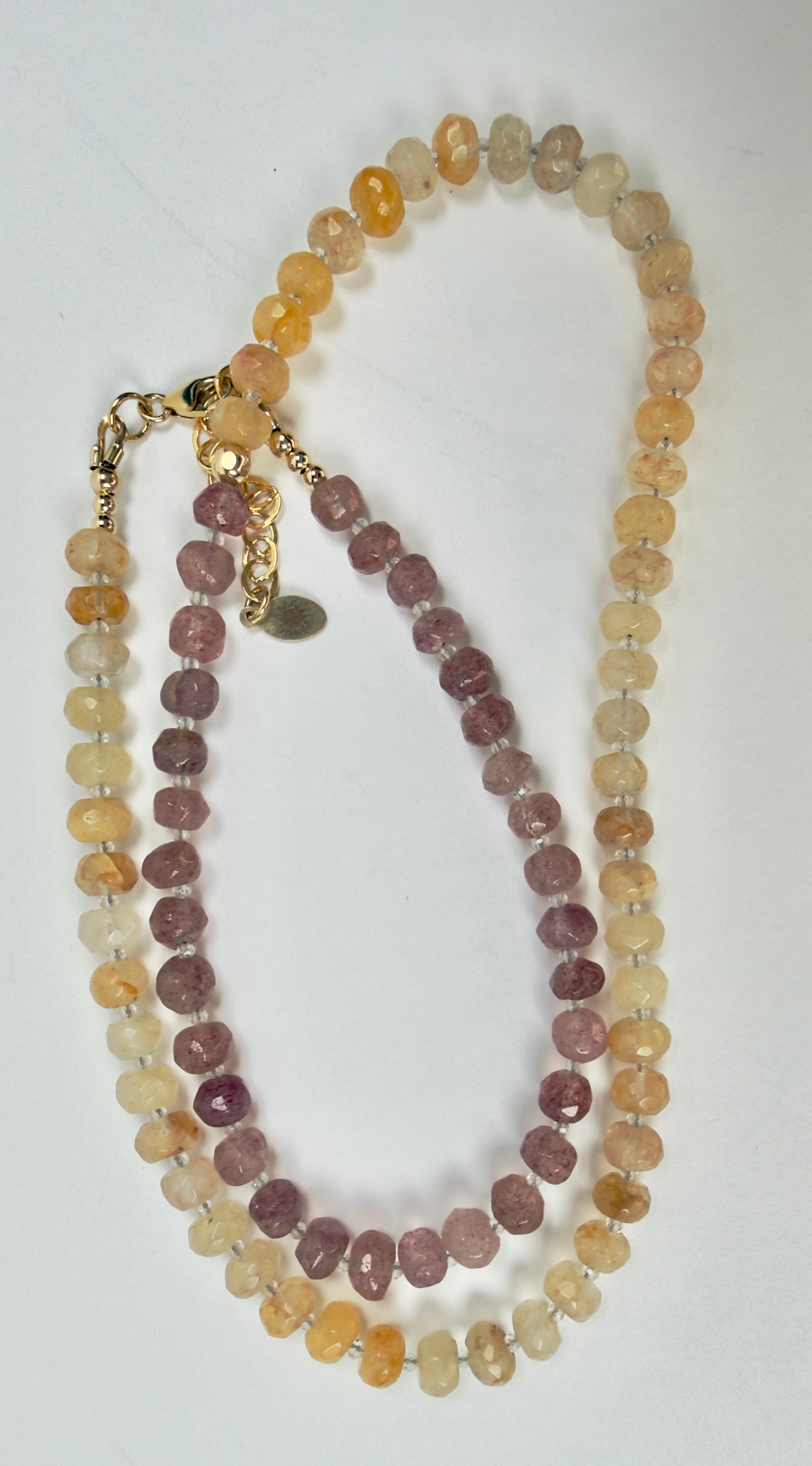 The Cissy - Strawberry Quarts and Yellow iron Quartz Beaded Necklace