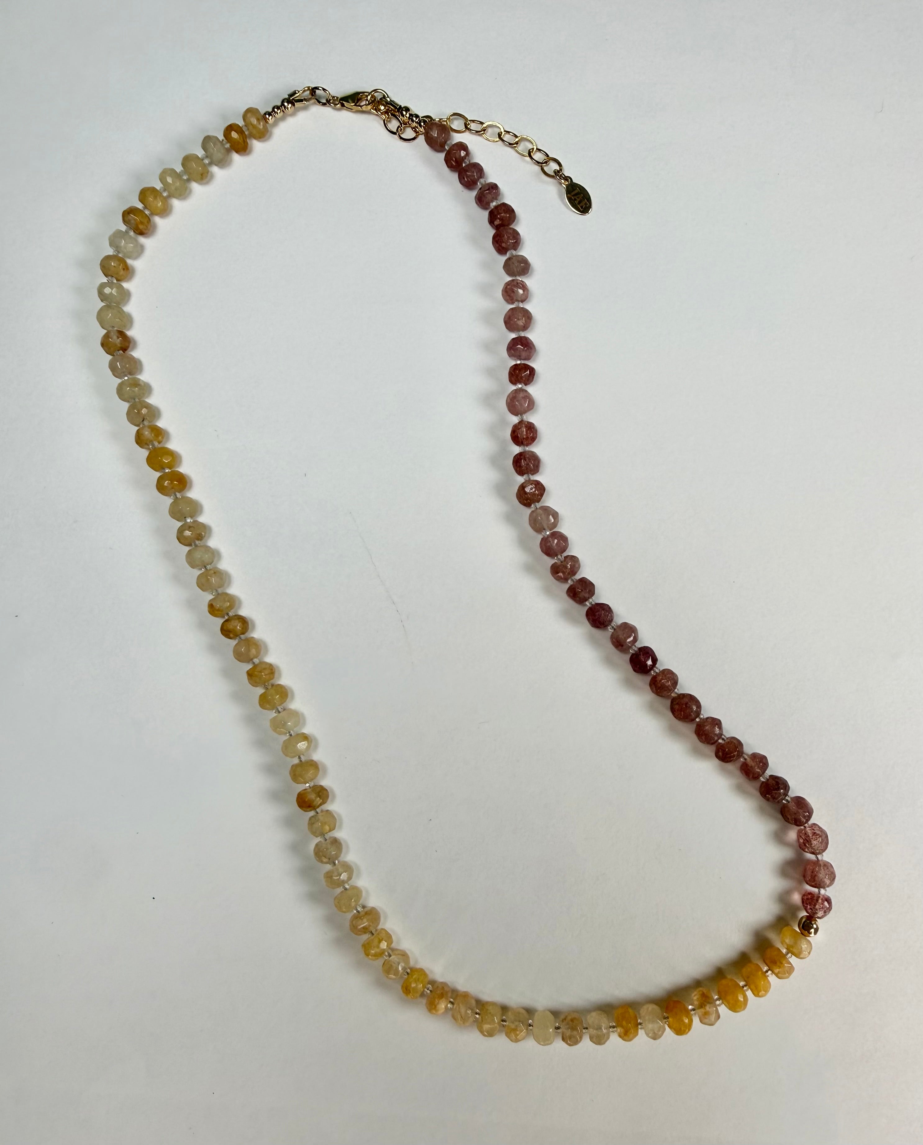 The Cissy - Strawberry Quarts and Yellow iron Quartz Beaded Necklace