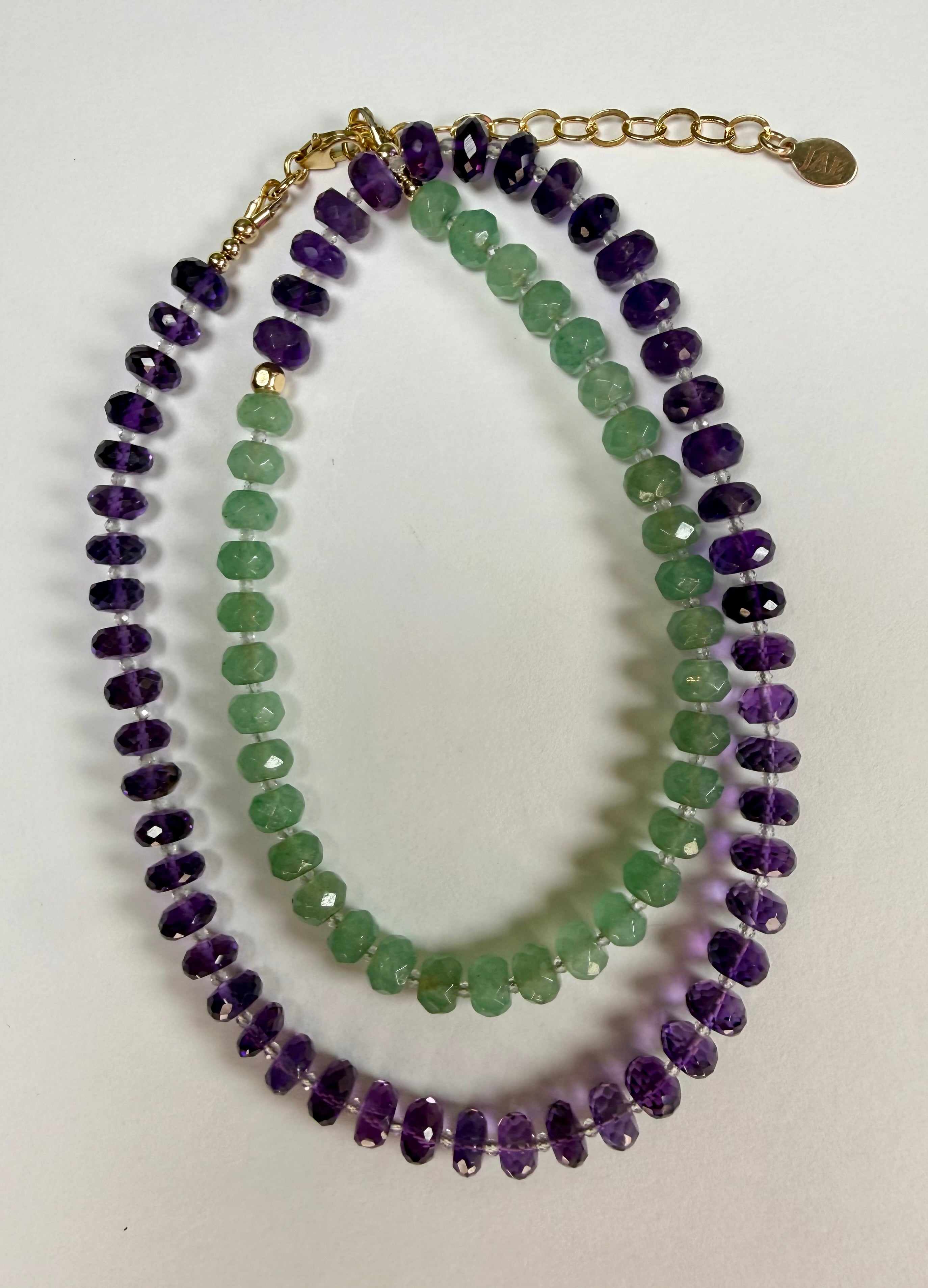 The Bianche - Amethyst, Green Aventurine and White Topaz Necklace