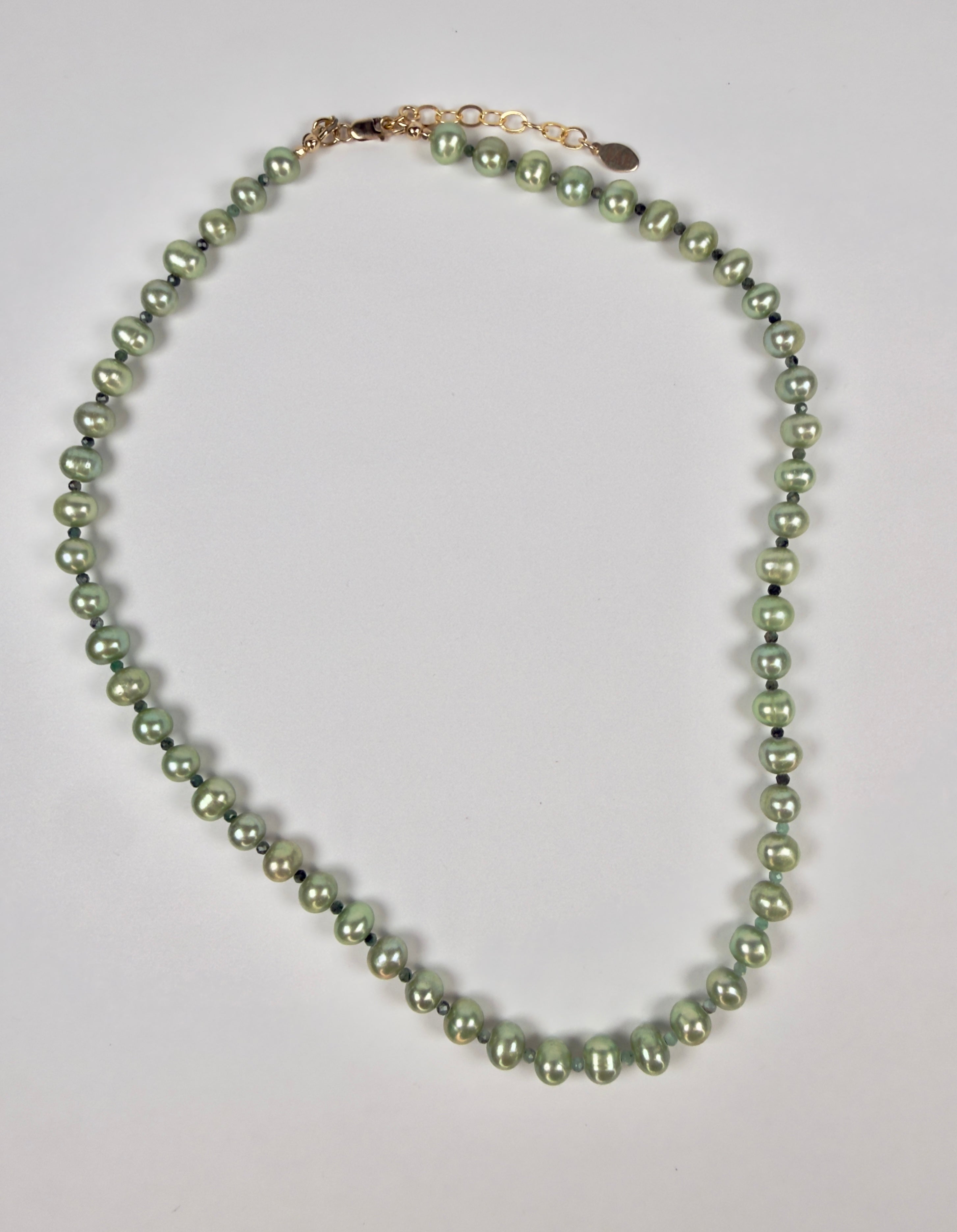 The Cosette - Freshwater Pearl and Emerald Beaded Necklace
