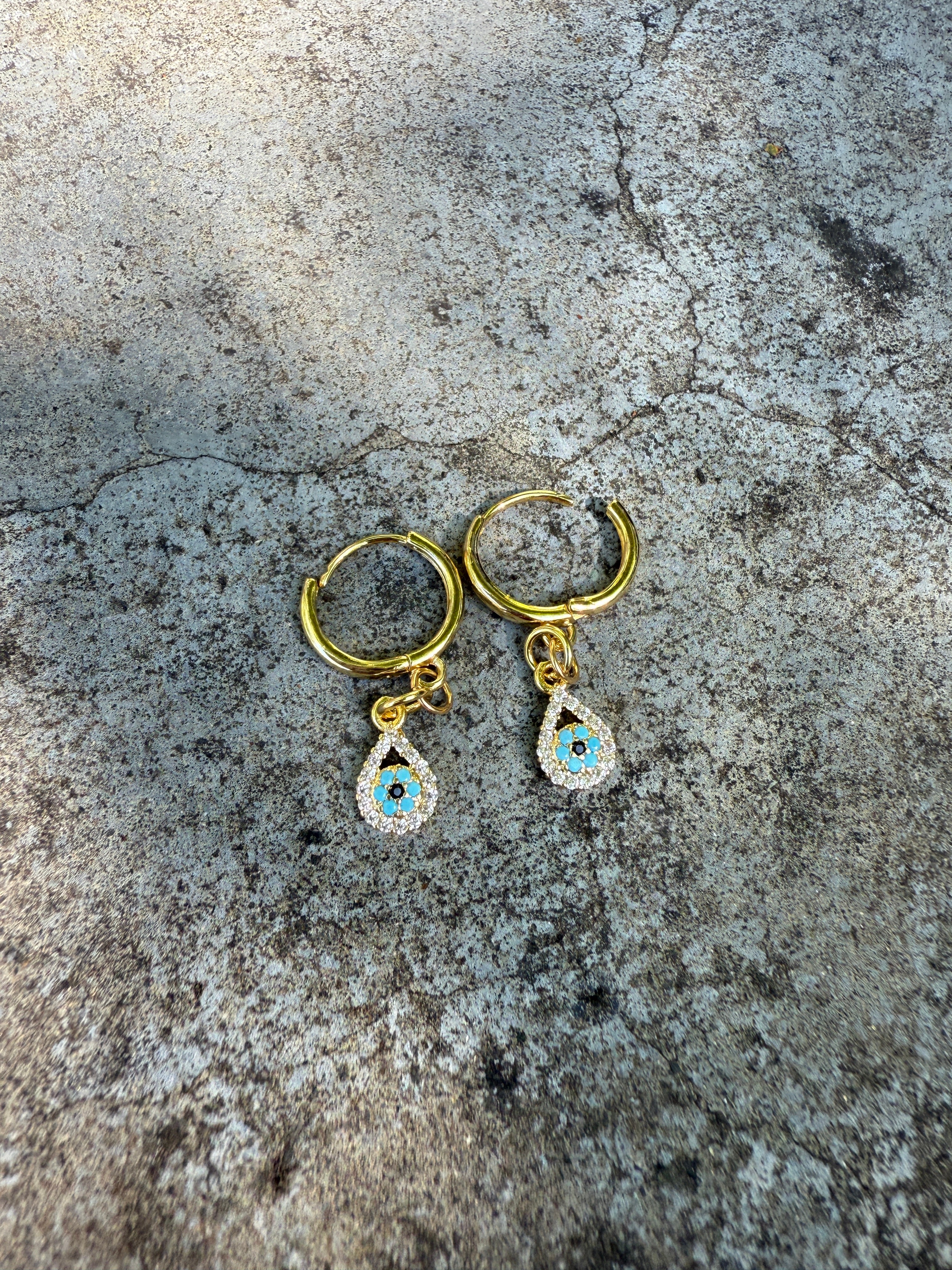 The Reece - Huggie Evil Eye Drop Earrings