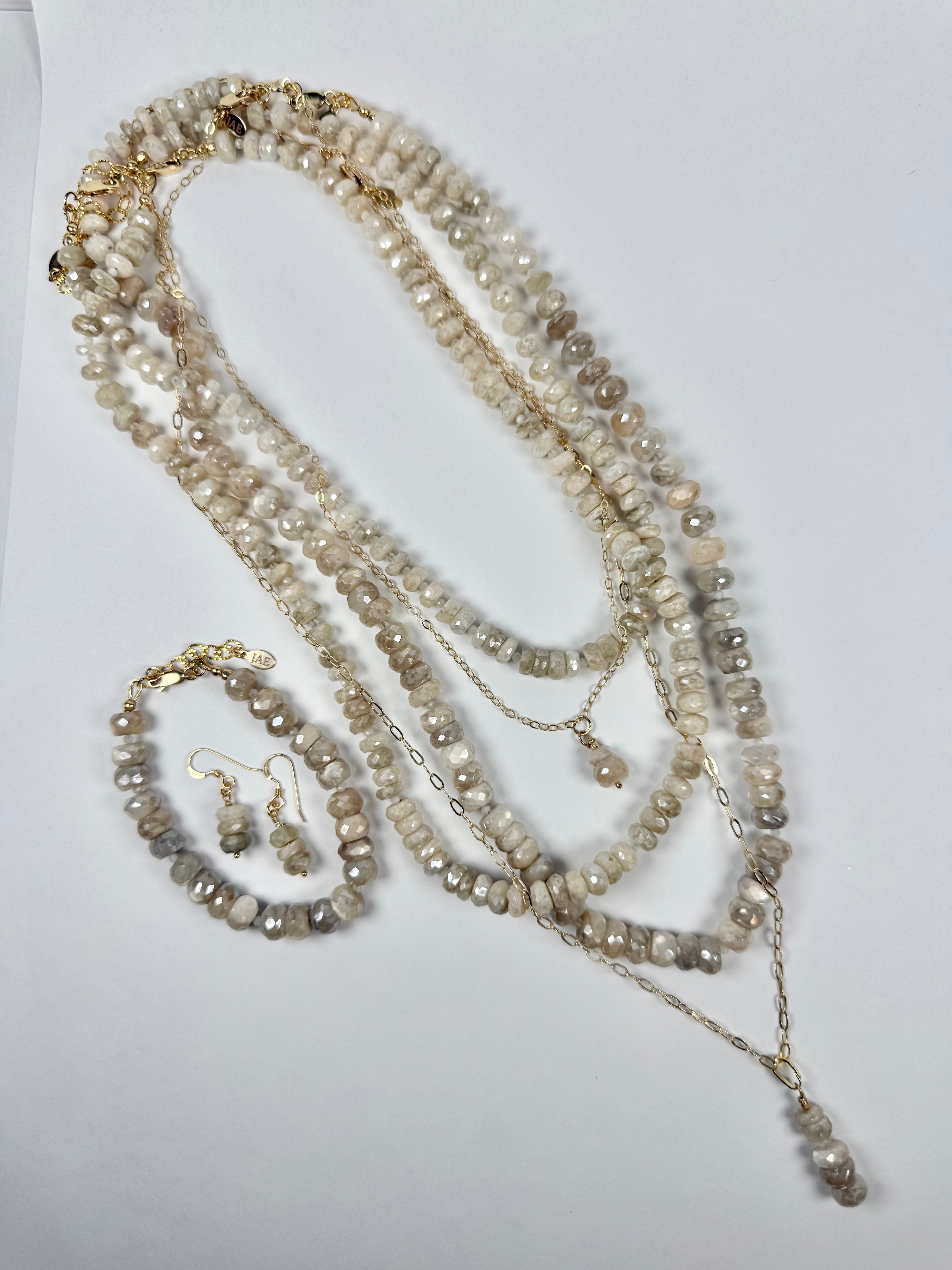 The Gilda - Champagne Moonstone Beaded Necklace