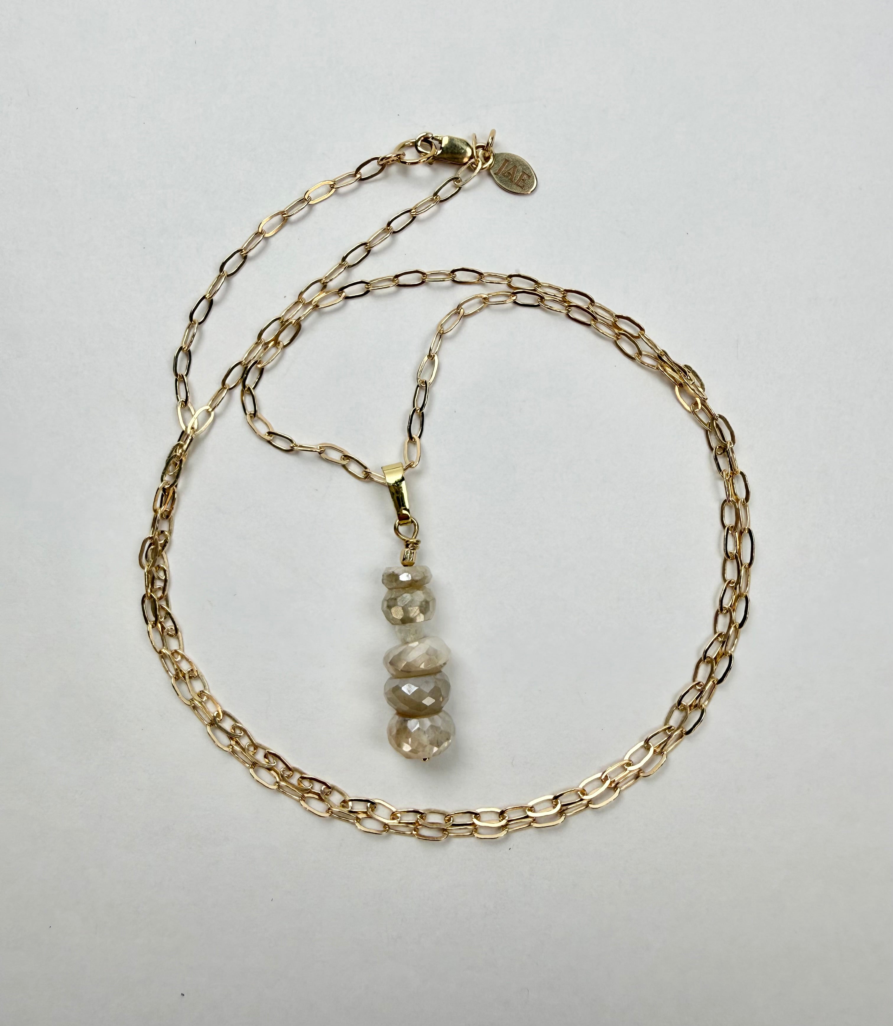 The Fidelia - Champagne Moonstone Bead Charm Necklace