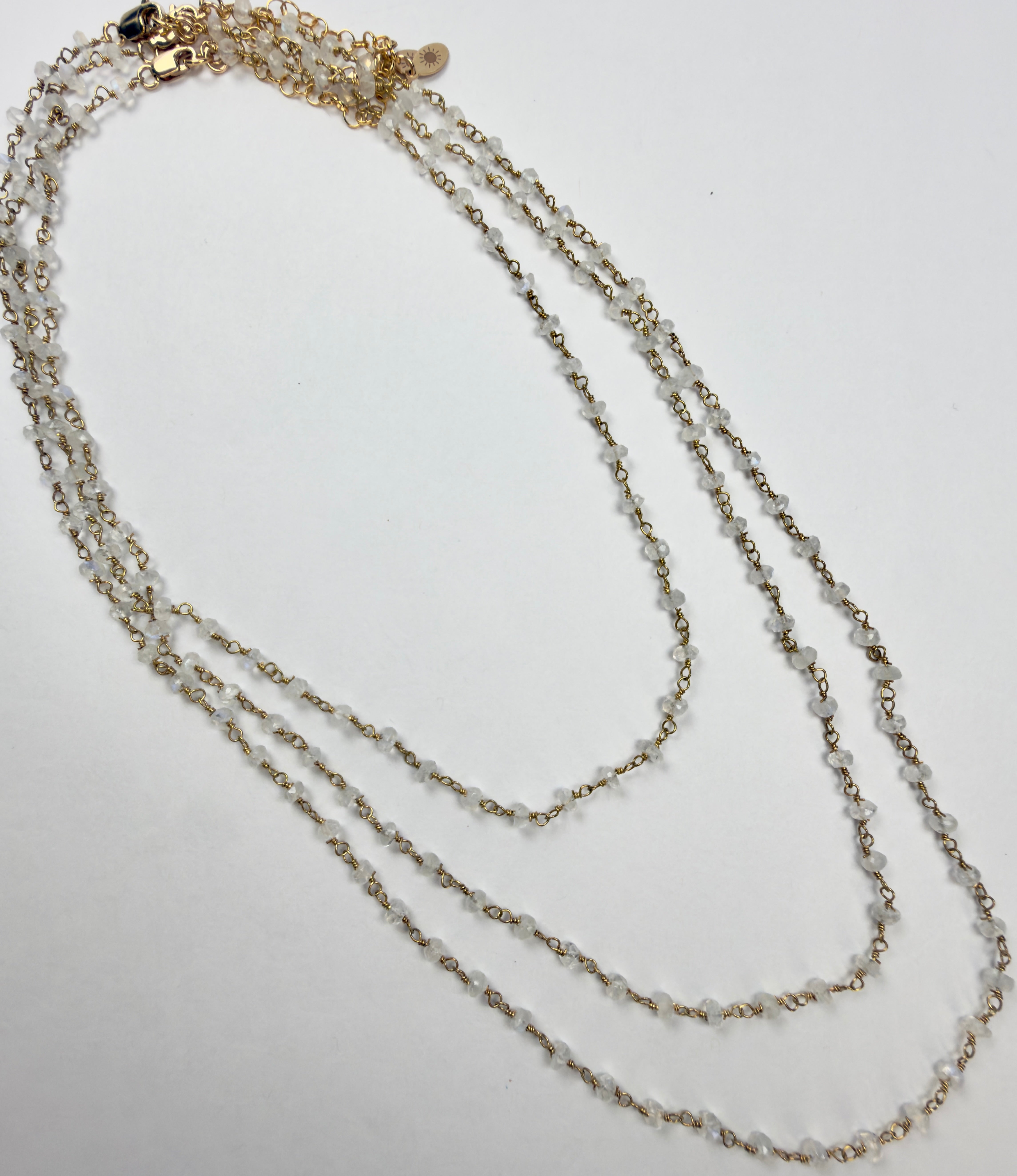 The Marjorie -Rainbow Moonstone Beaded Chain Necklace