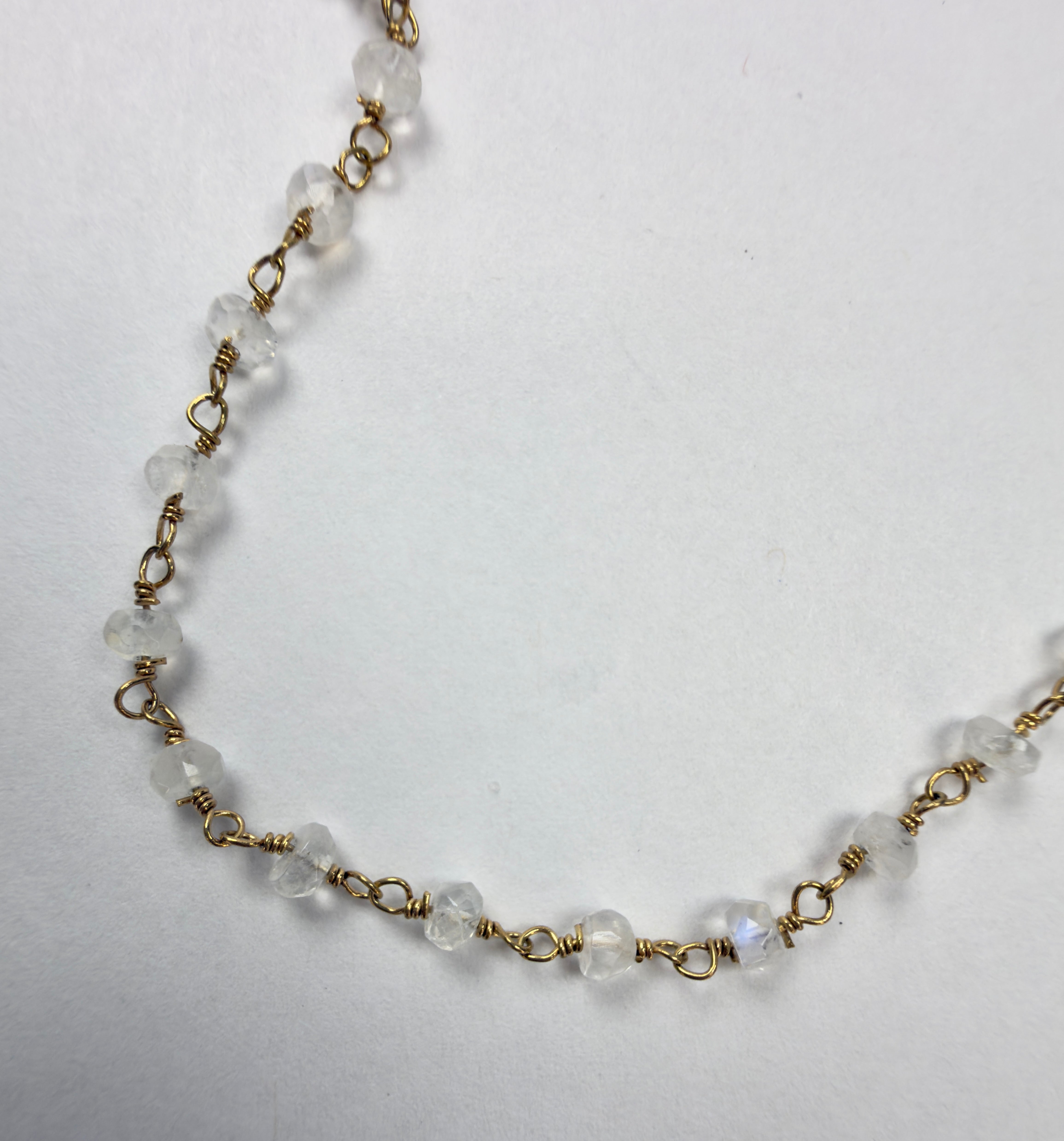 The Marjorie -Rainbow Moonstone Beaded Chain Necklace