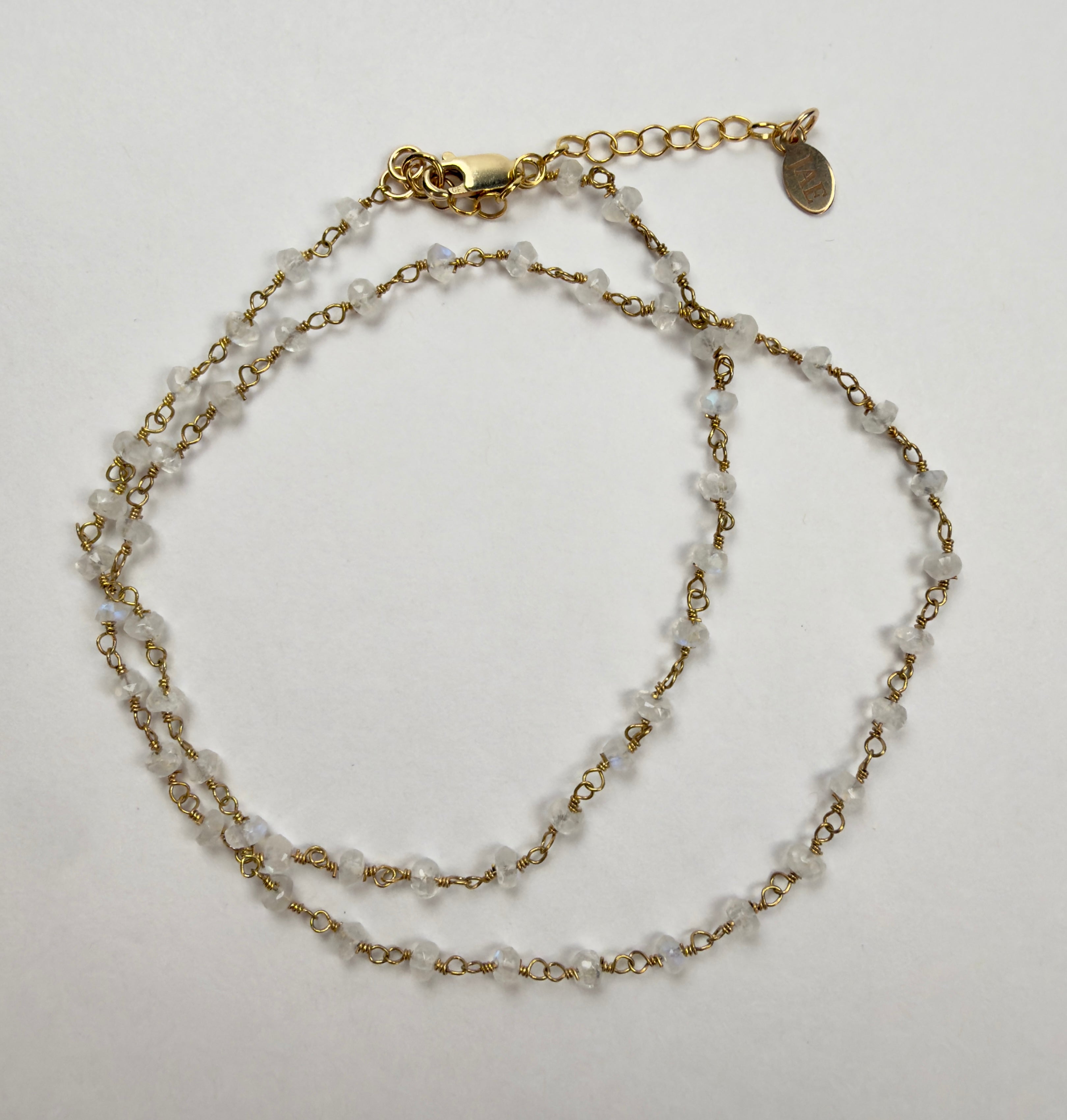The Marjorie -Rainbow Moonstone Beaded Chain Necklace