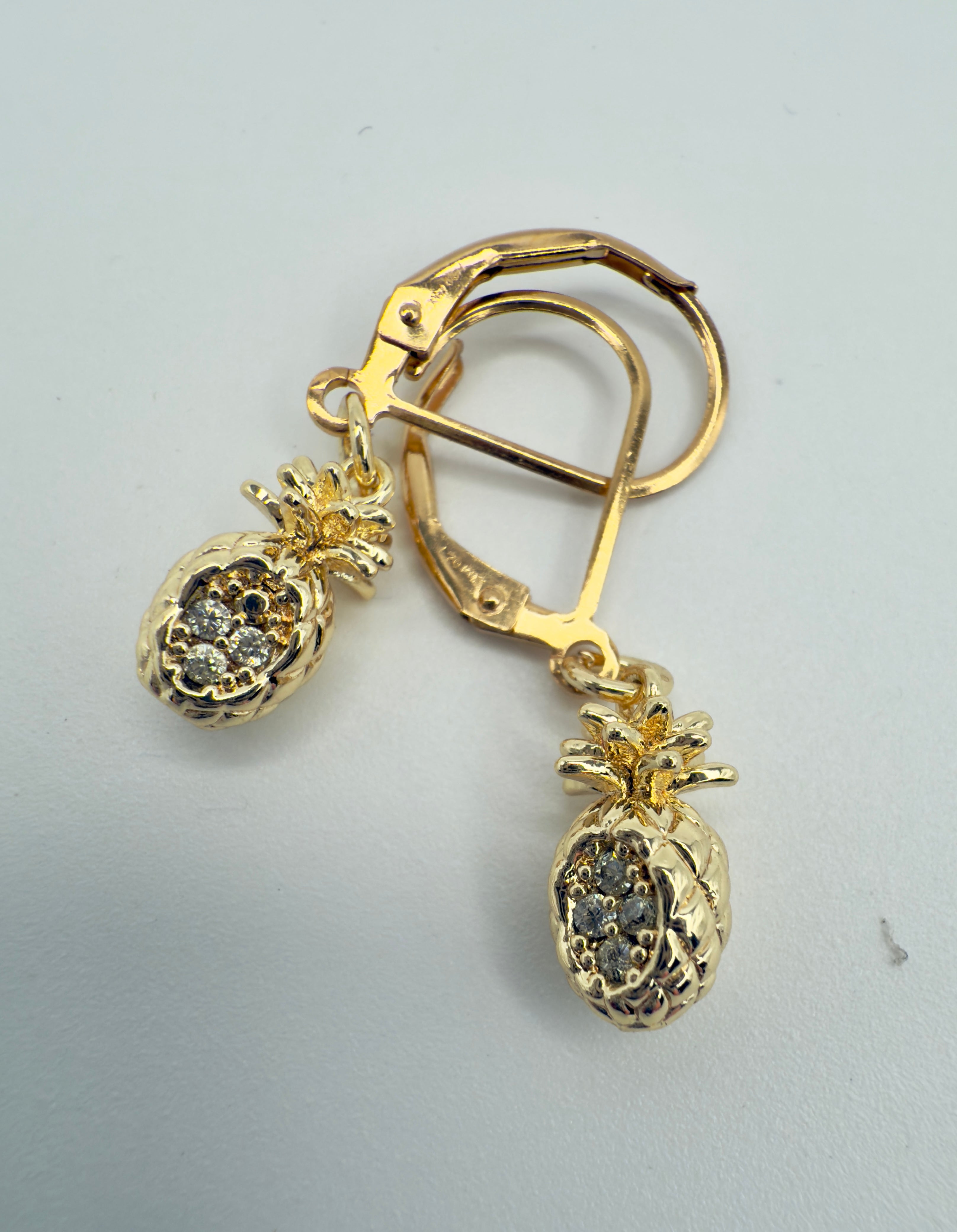 "The Dale" Pineapple with Cubic Zirconia Leverback Earrings