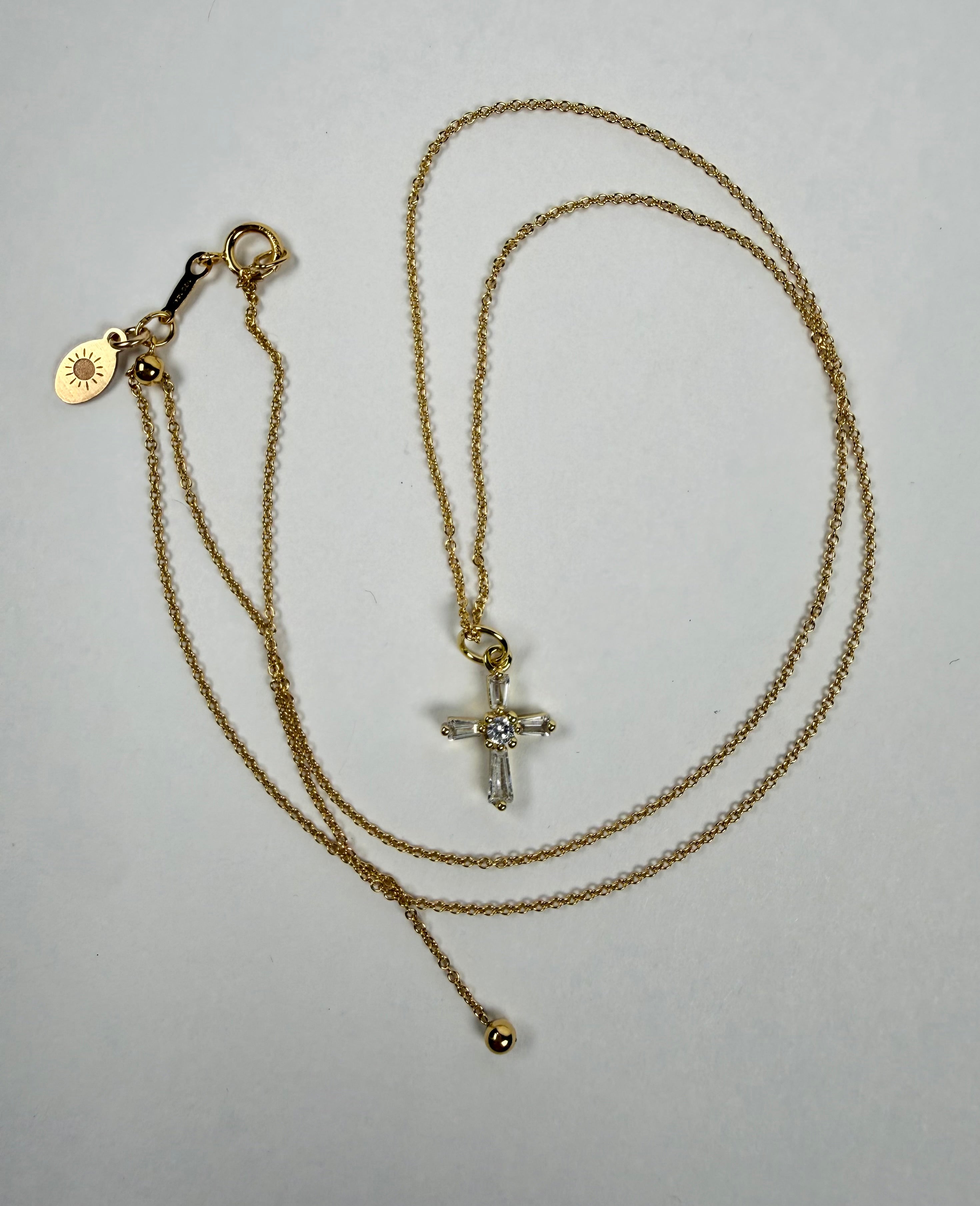 The Horn - Cross with Cubic Zirconia Baguette Necklace