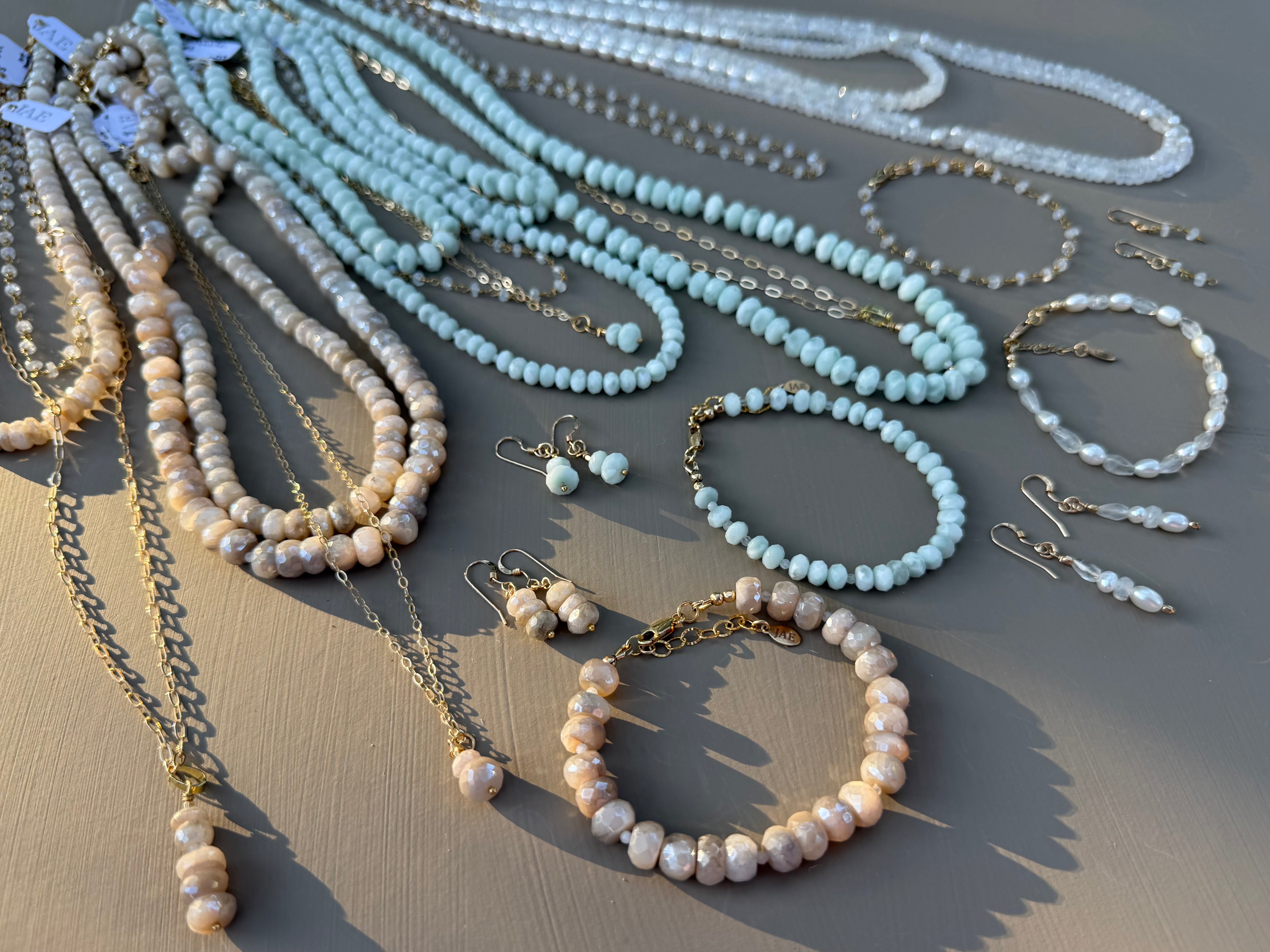 The Giselle - Champagne Moonstone Beaded Bracelet