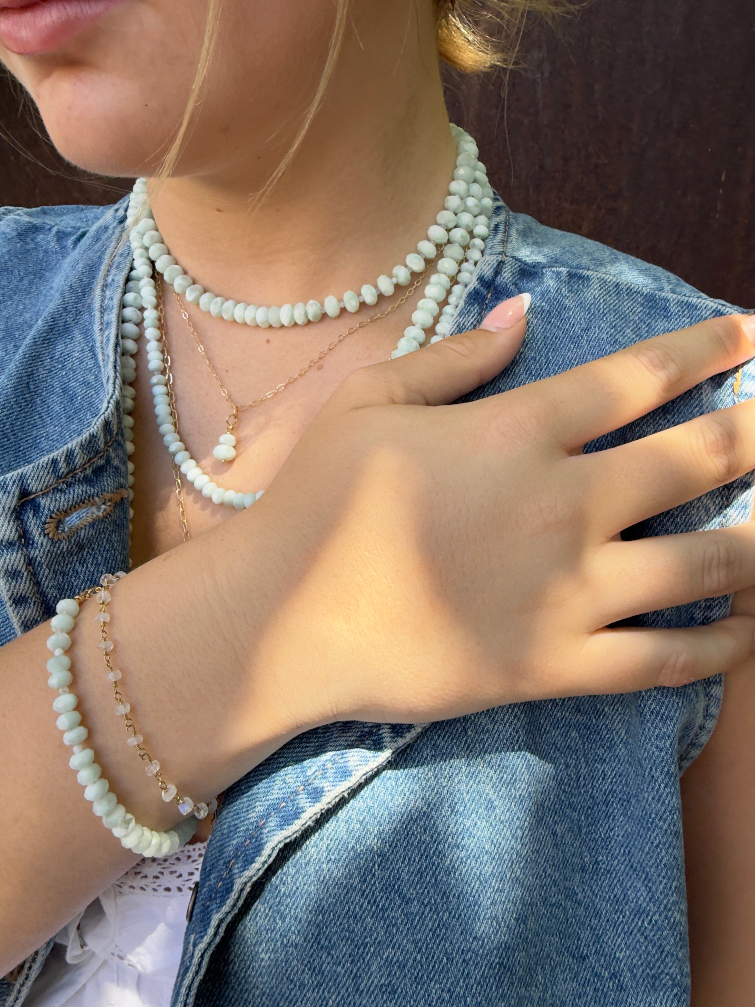 The Marris - Mint Moonstone Beaded Bracelet