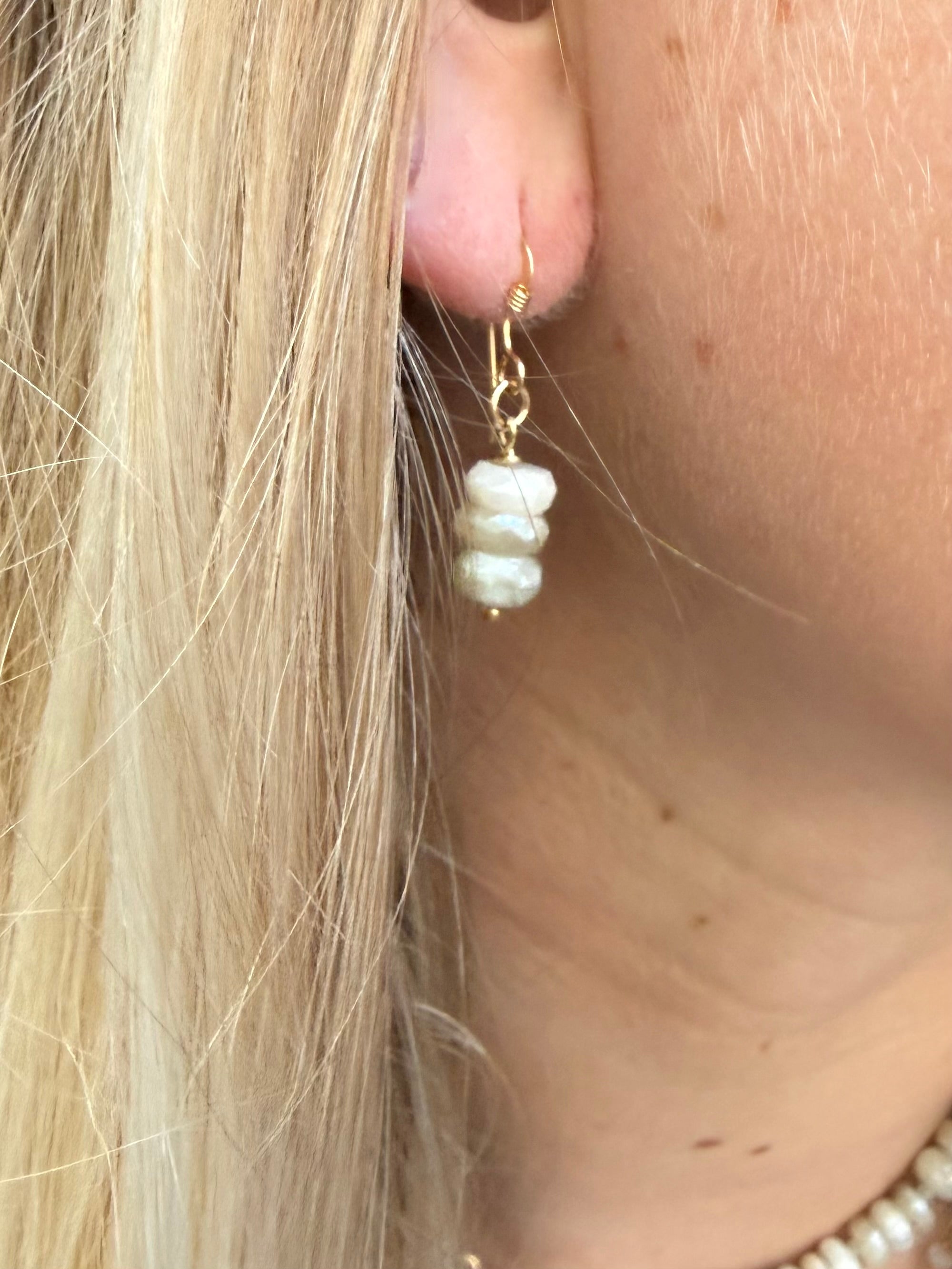 The Alea - Champagne Moonstone Bead Charm Earrings