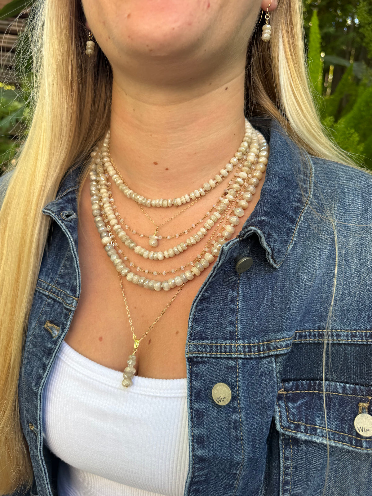 The Gilda - Champagne Moonstone Beaded Necklace