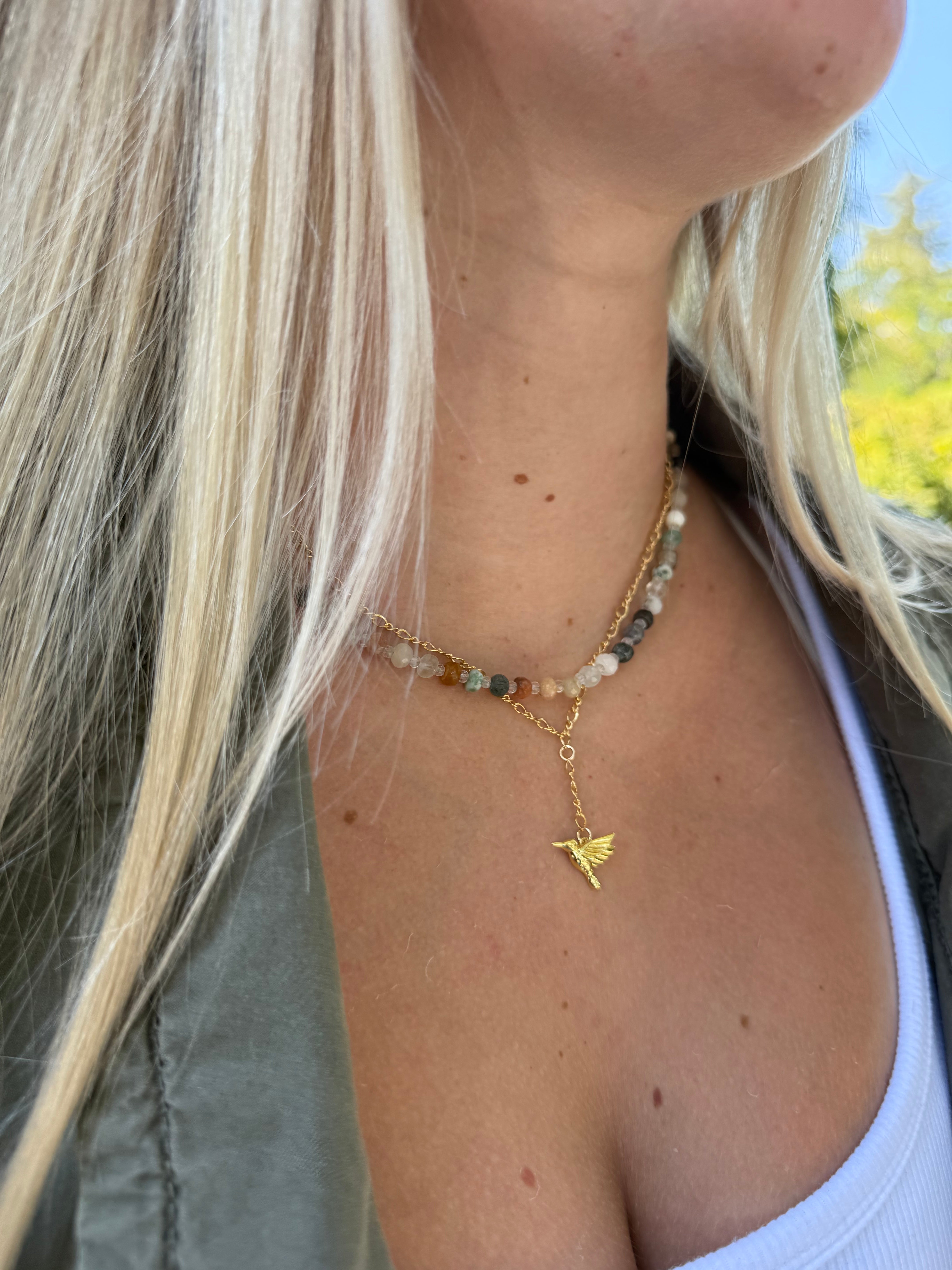 The Marie - Hummingbird Charm Lariat Necklace