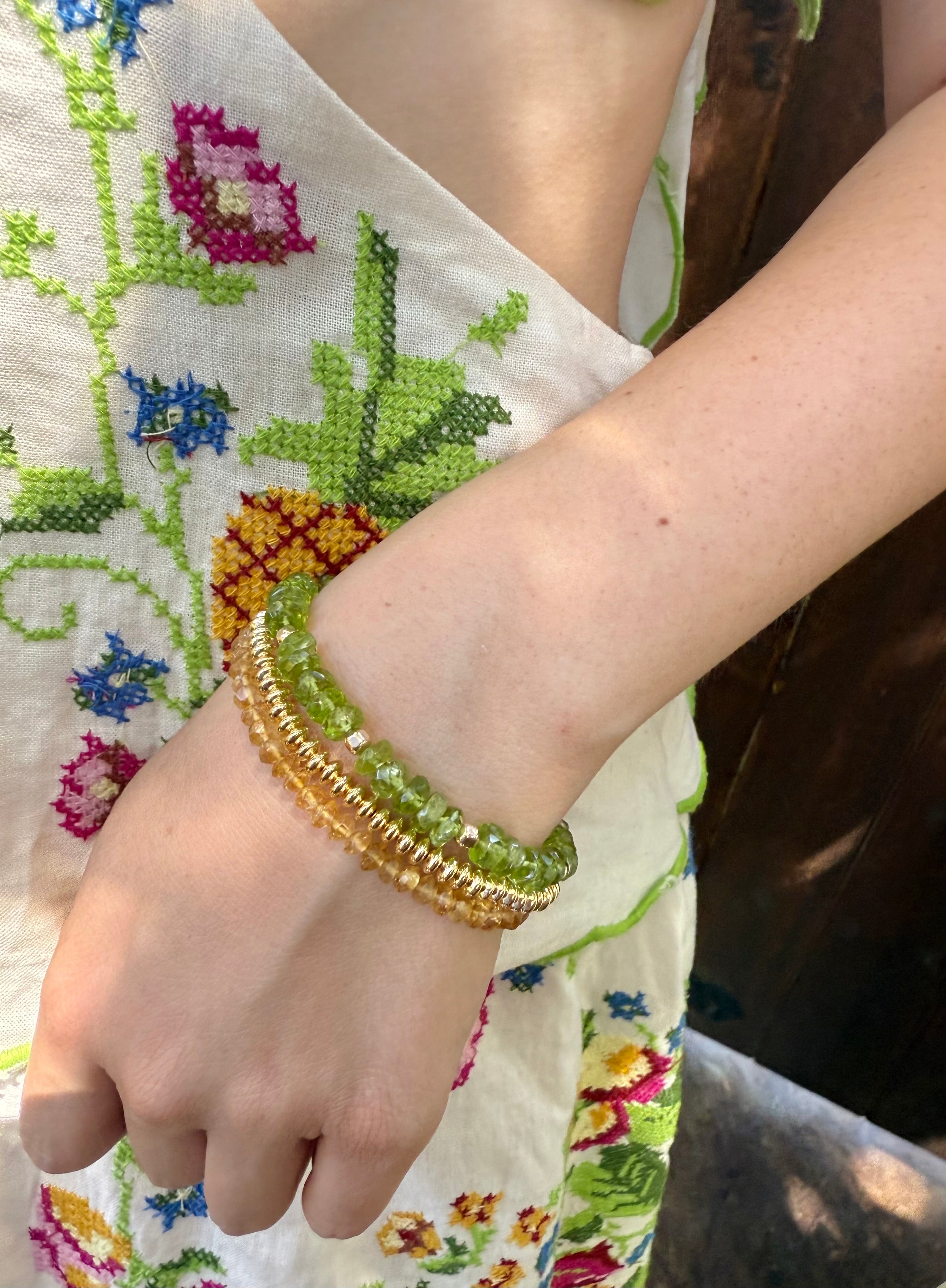 "The Edwards" Gold Saucer 2.5mm x 4.5mm Beaded Bracelet - 5 Sizes Available