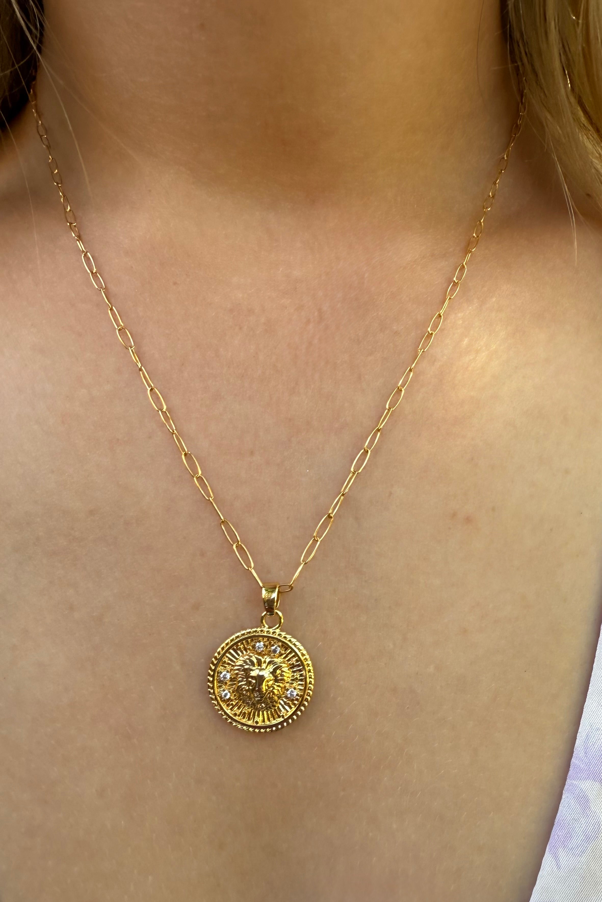 Zodiac Sign Medallion Necklace - 20" Inch