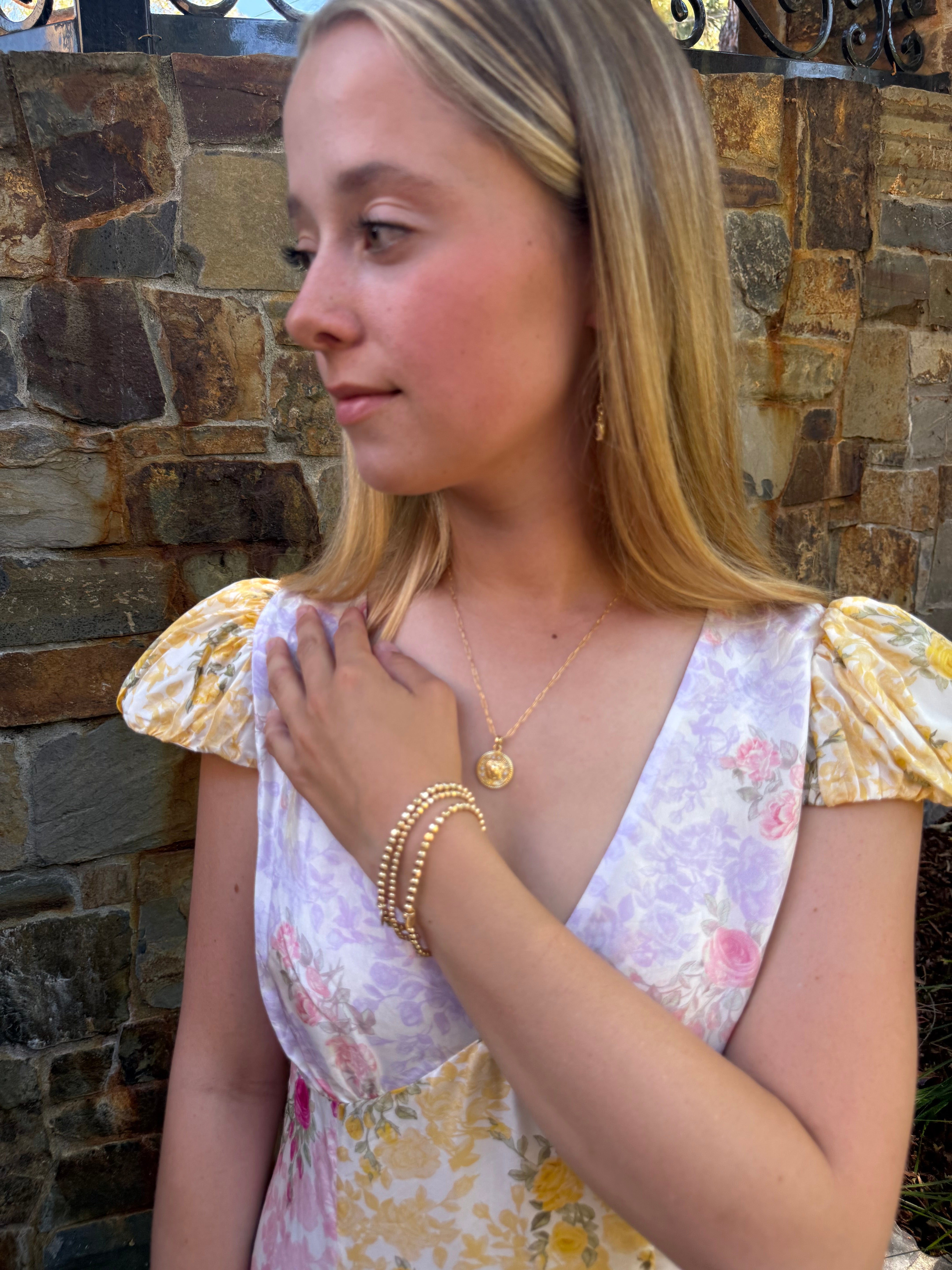 "The General" Gold Faceted 4mm Beaded Bracelet- 5 Sizes Available