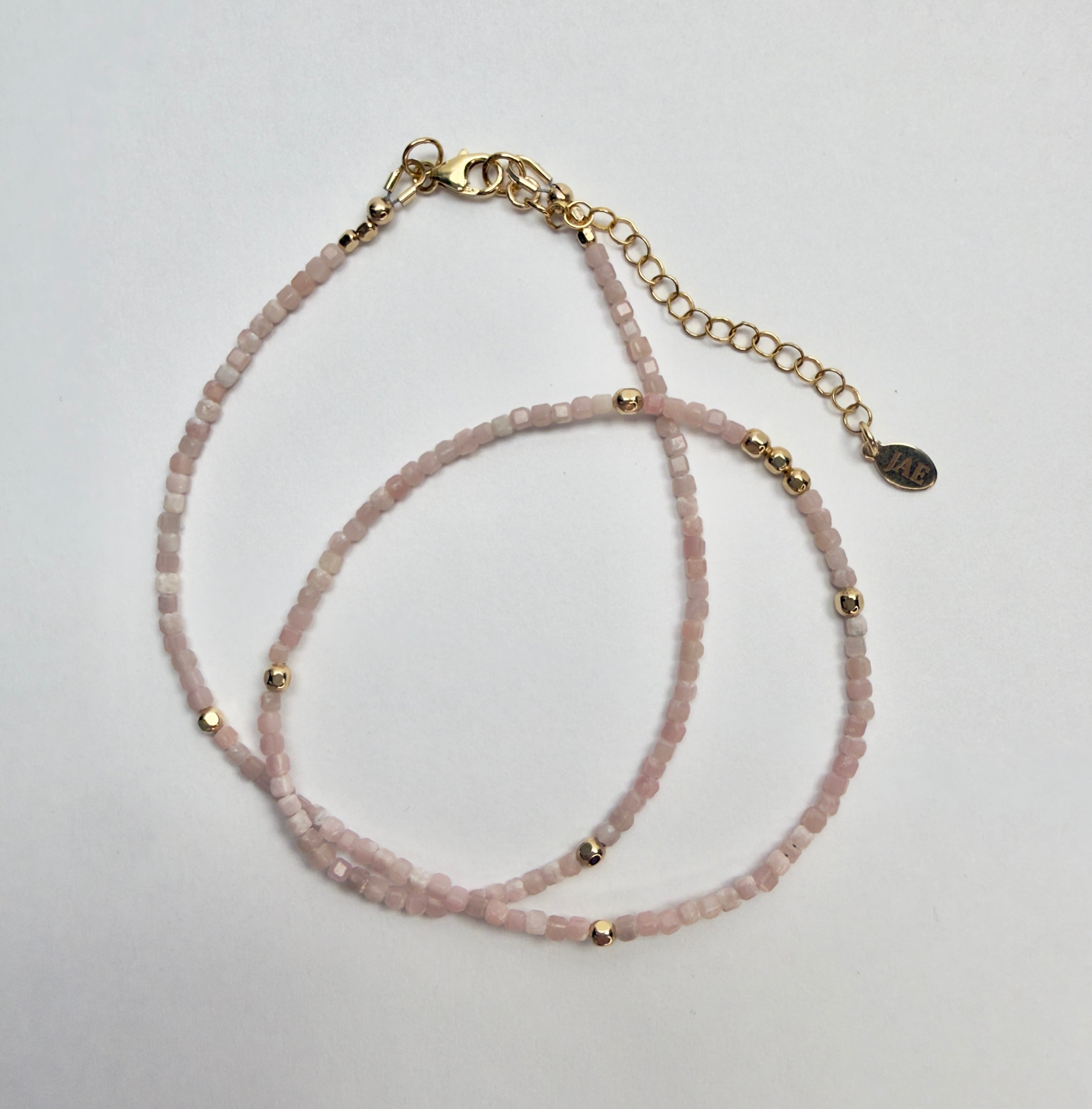 The Ginger - Pink Opal and Gold Beaded Necklace