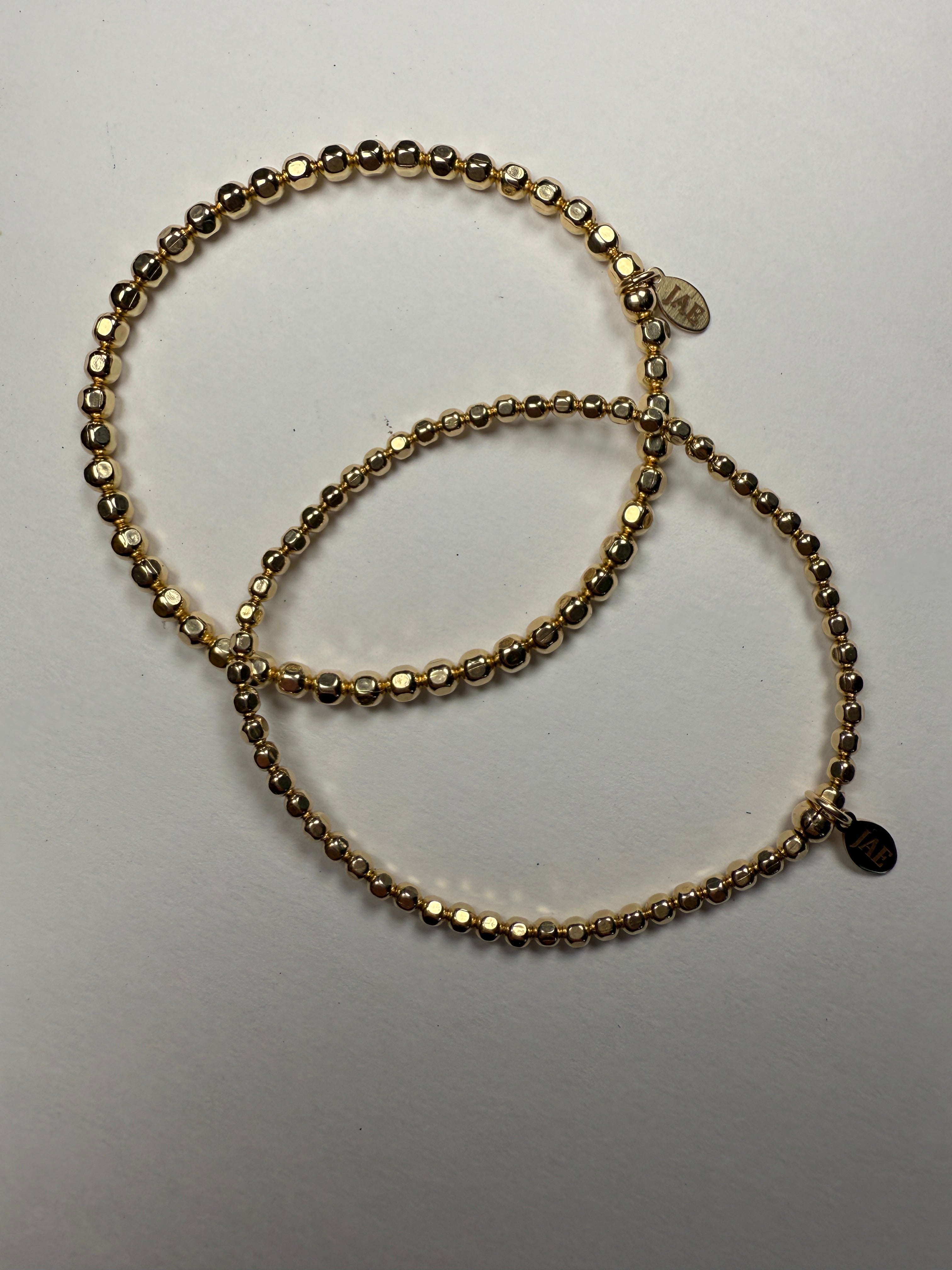 "The General" Gold Faceted 4mm Beaded Bracelet- 5 Sizes Available