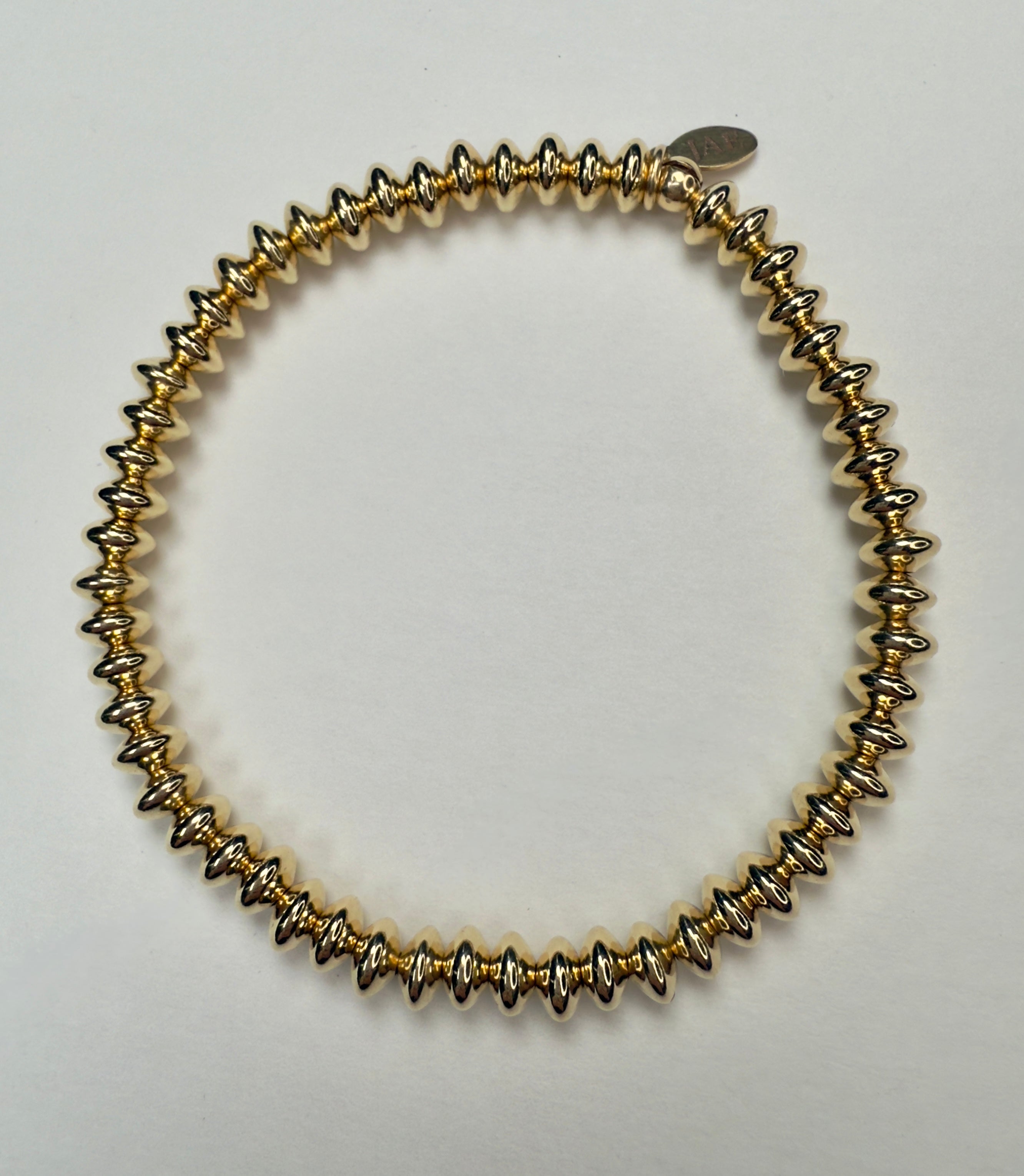 "The Brazier" Gold Saucer 3mm x 6mm Beaded Bracelet - 5 Sizes Available