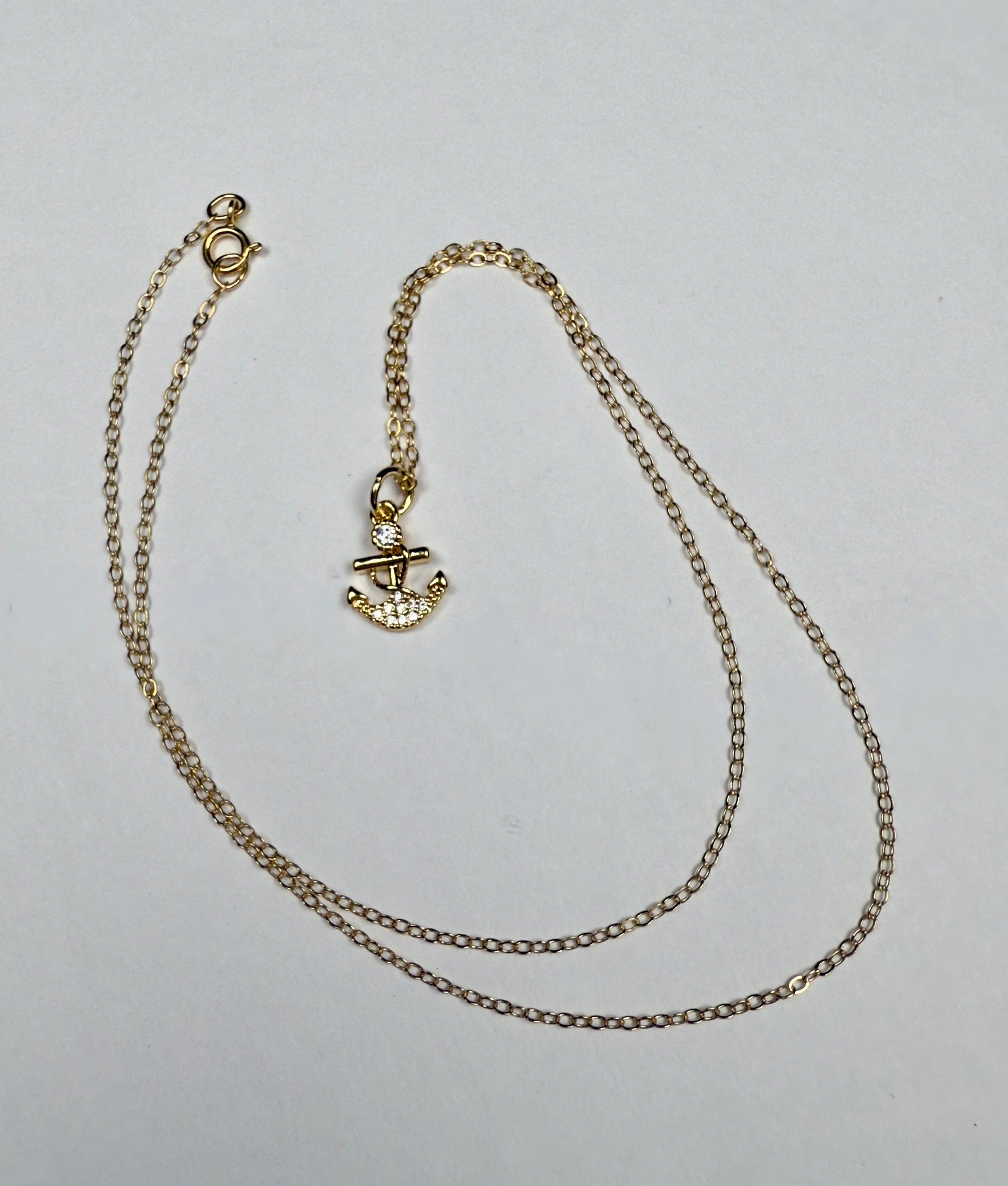 The Whitney - Dainty Anchor with Cubic Zirconia Accents