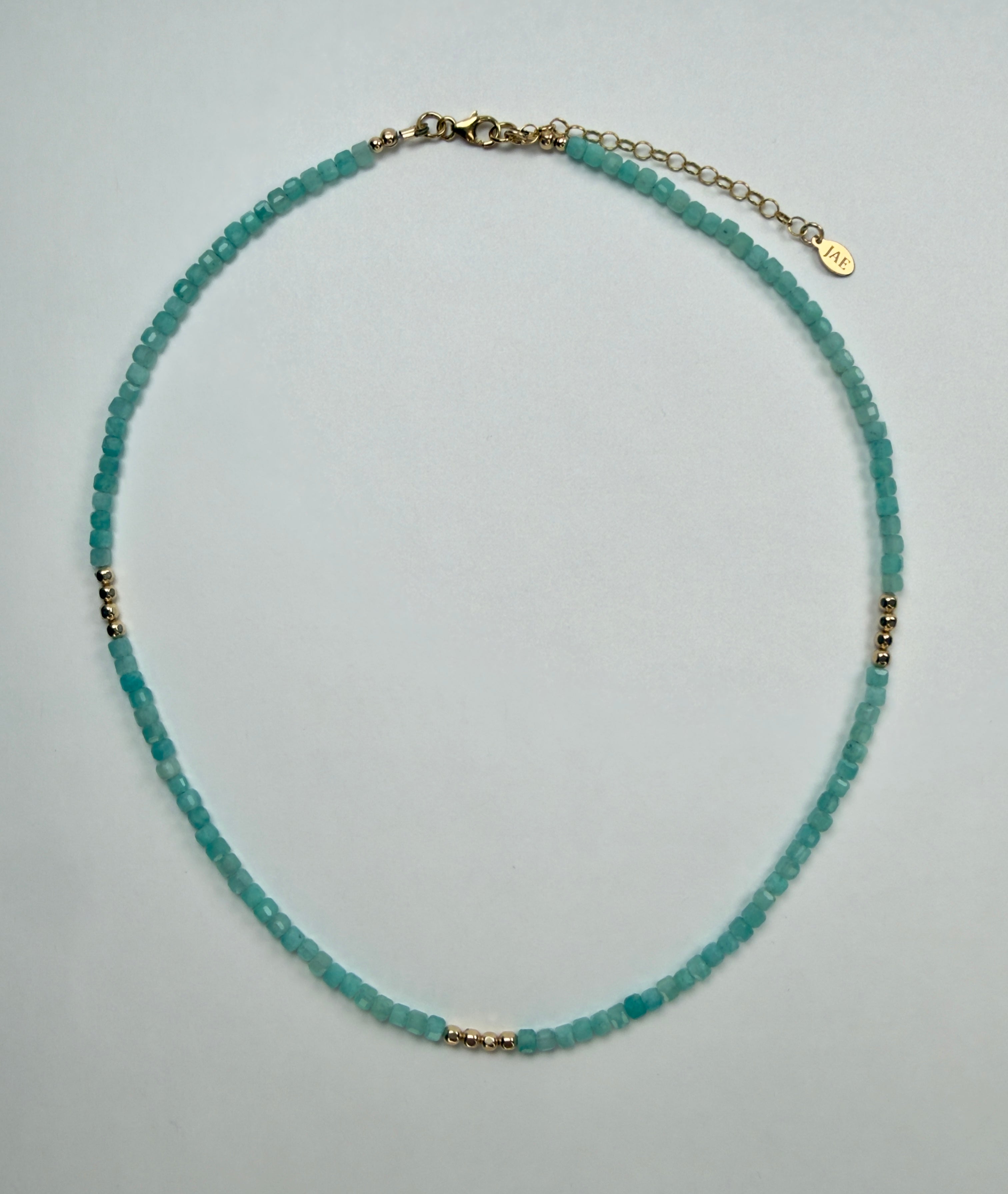 The Marnie - Amazonite with Gold Accents Beaded Necklace