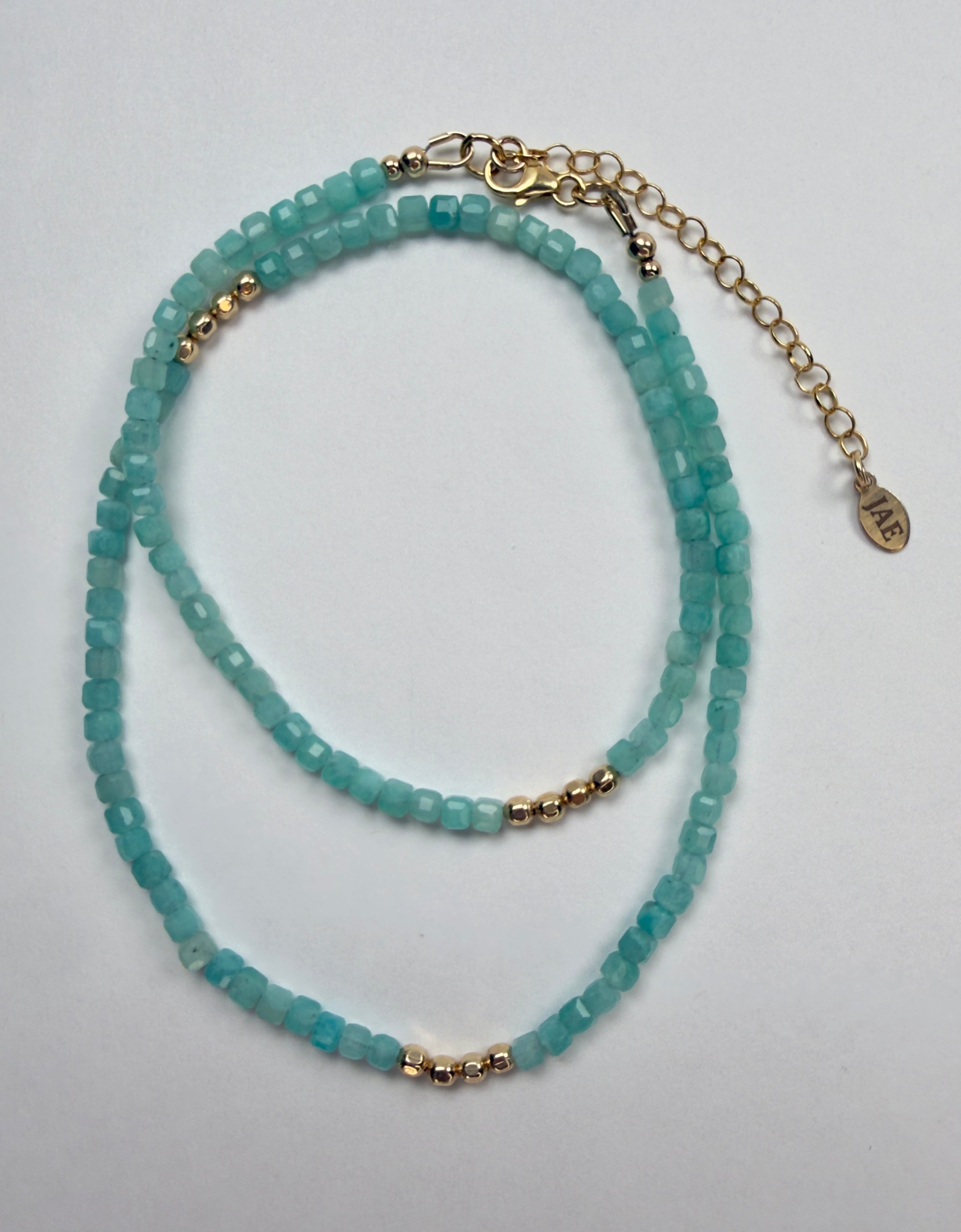 The Marnie - Amazonite with Gold Accents Beaded Necklace