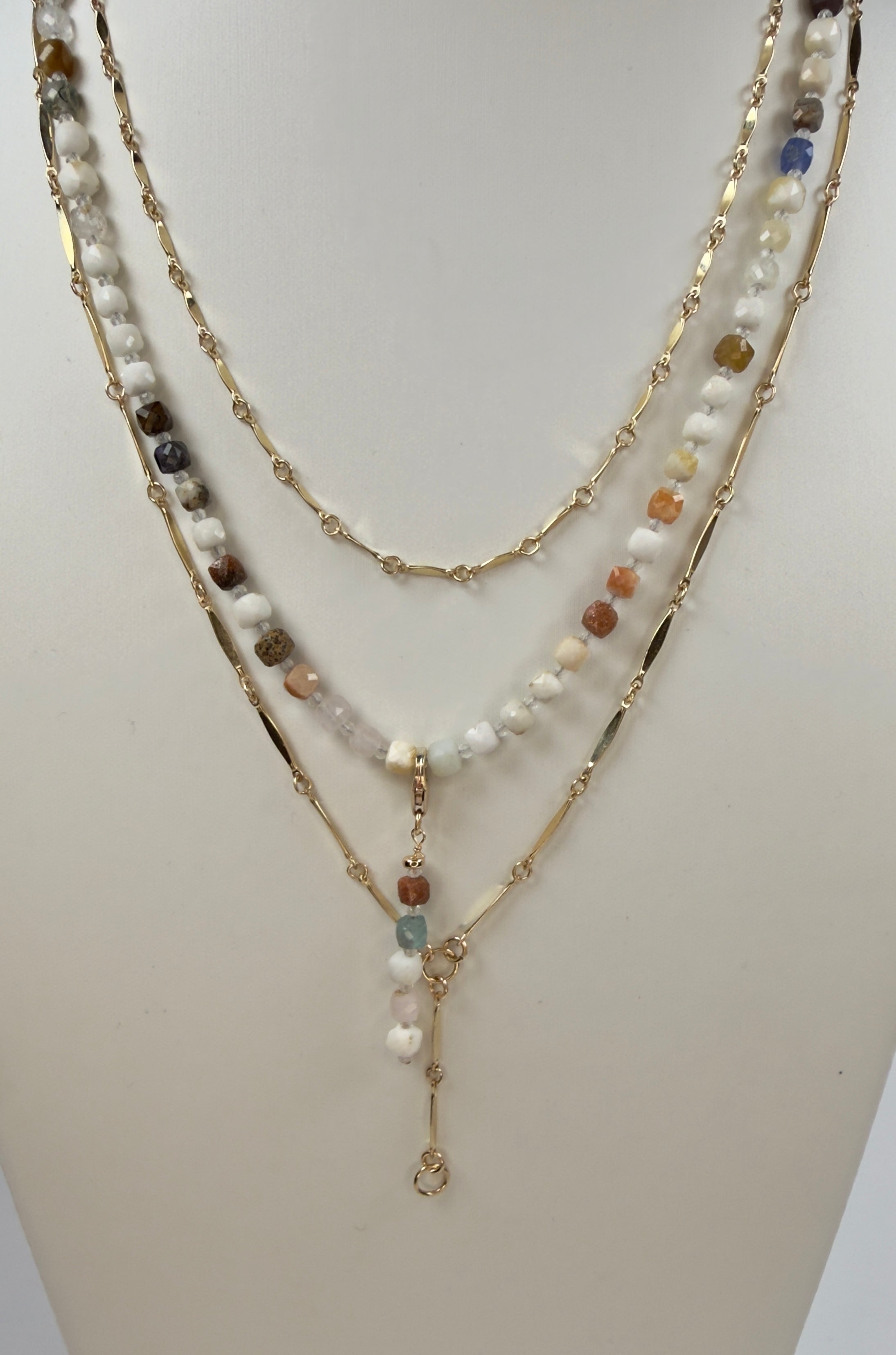 The Bellamy - Mixed Gemstone Beaded Lariat Charm