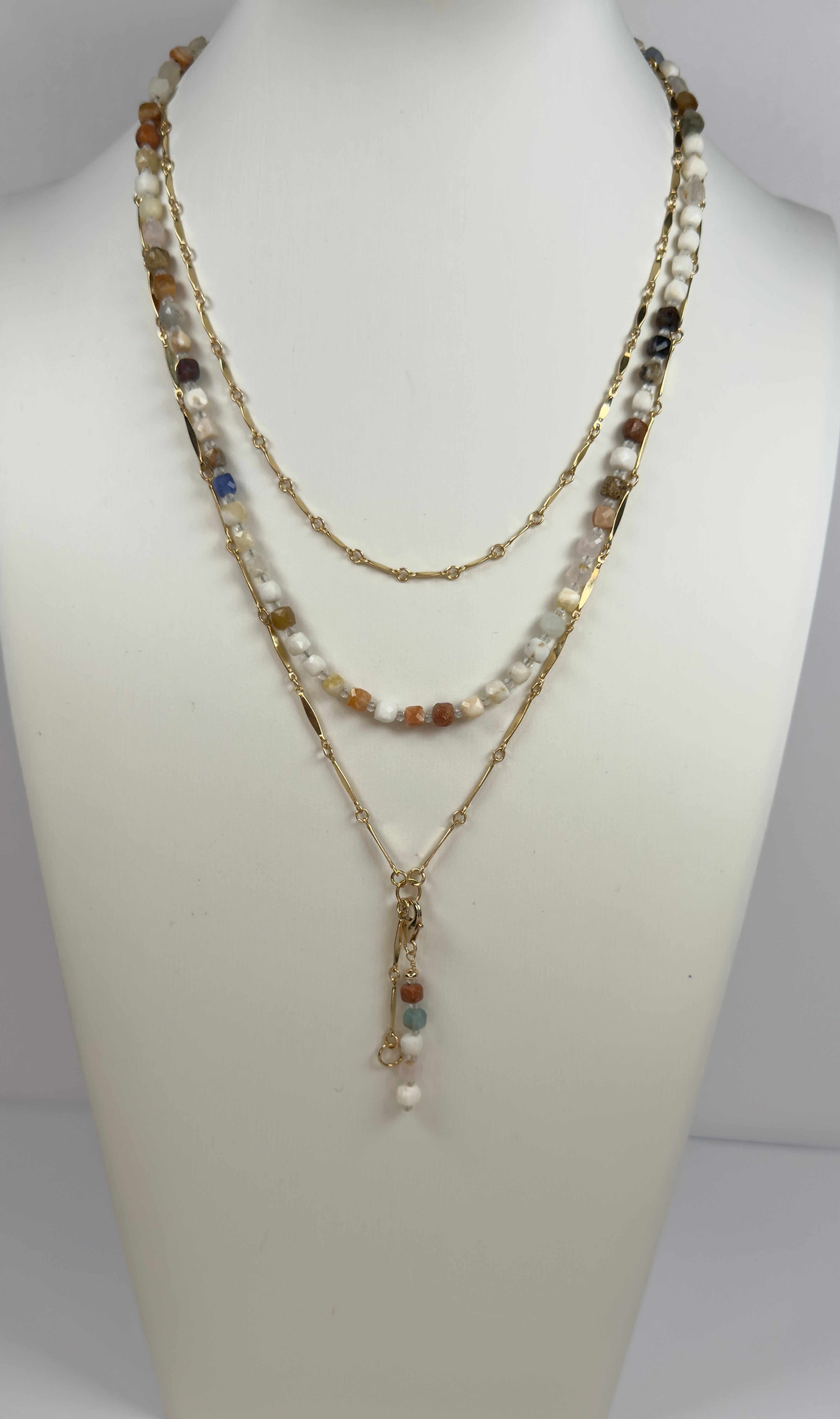 The Bellamy - Mixed Gemstone Beaded Lariat Charm